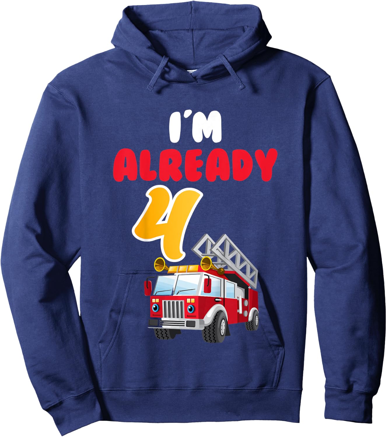 Kids 4 Years Old Birthday Boy Gift - I am already 4 fire Hoodie - Hoodie | Navy