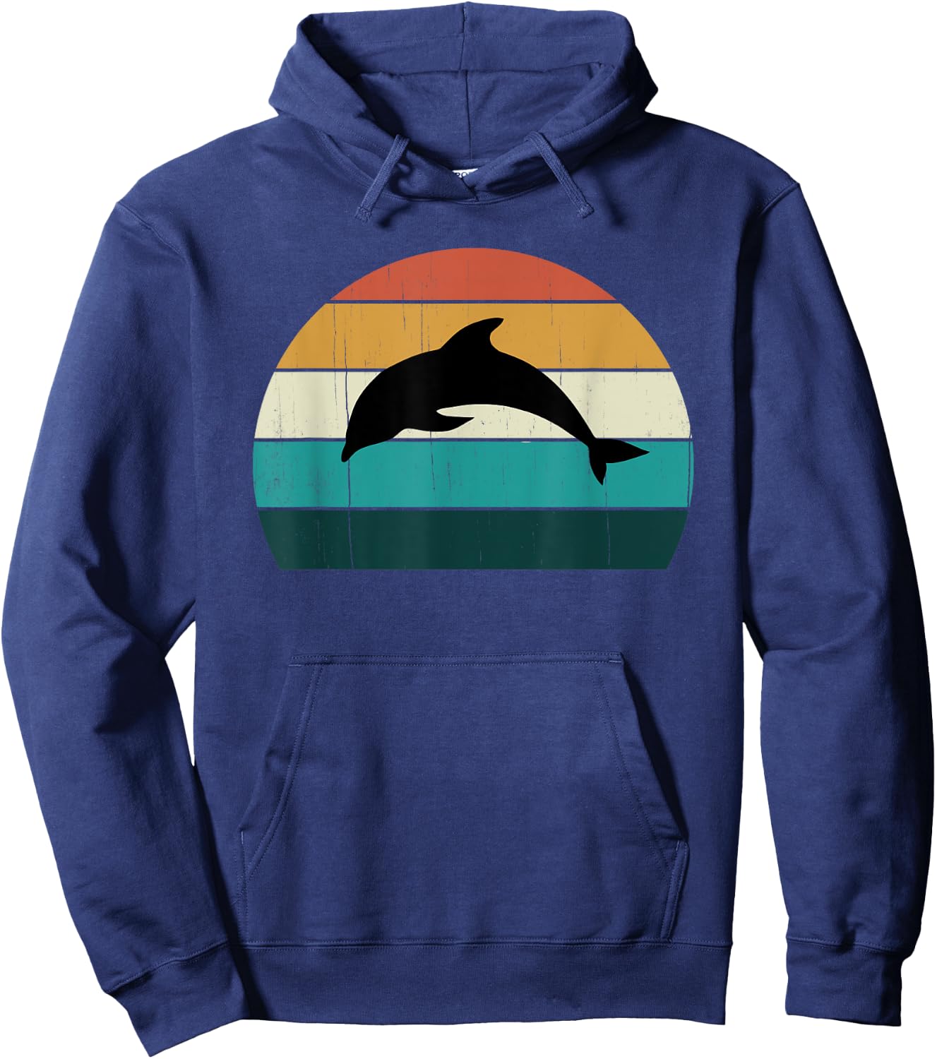 Retro Dolphin - Cool Sunset Aquatic Mammals Lovers Sea Gift Hoodie - Hoodie | Navy