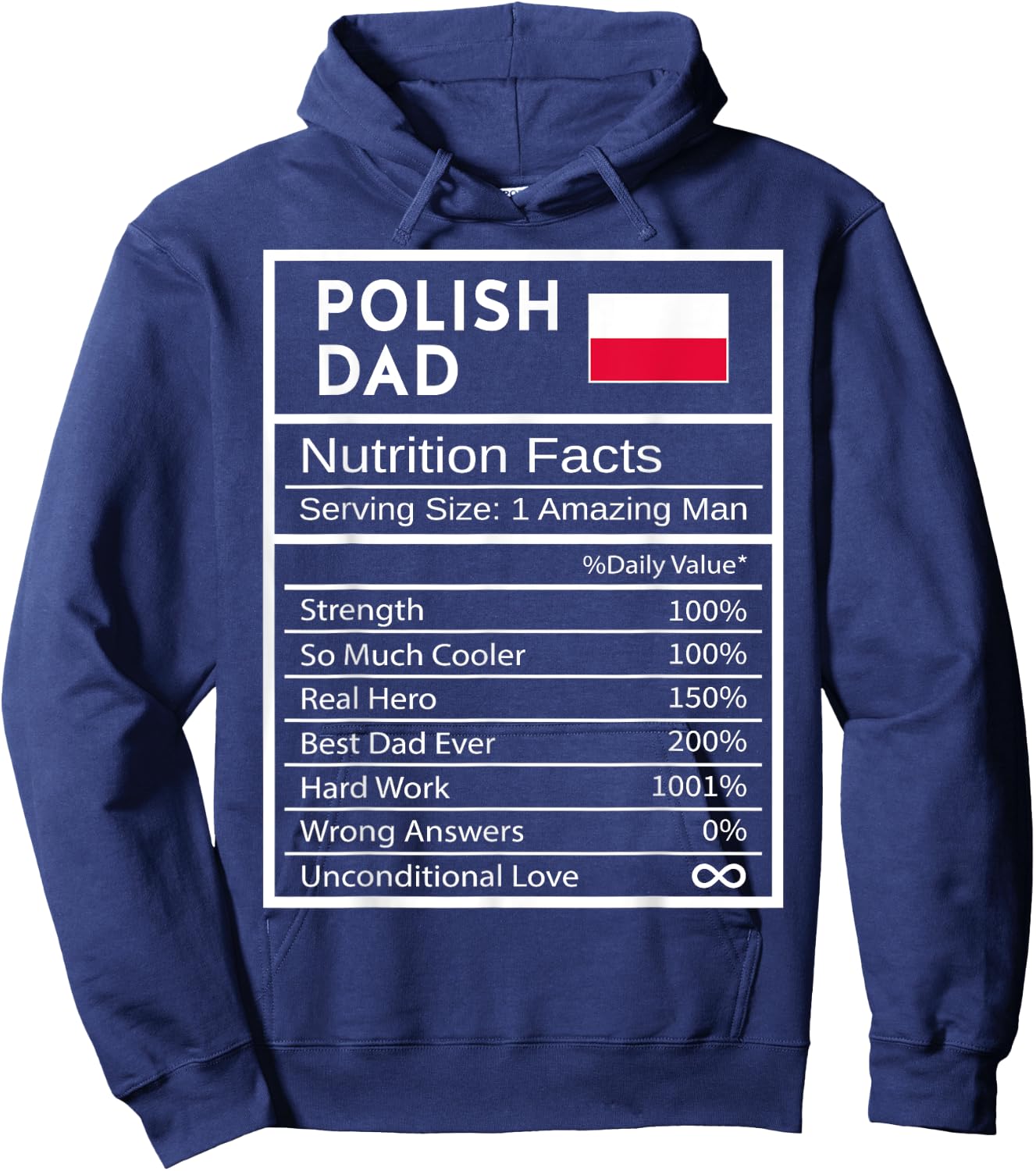 Polish Dad Nutrition Facts National Pride Gift Dad Hoodie - Hoodie | Navy