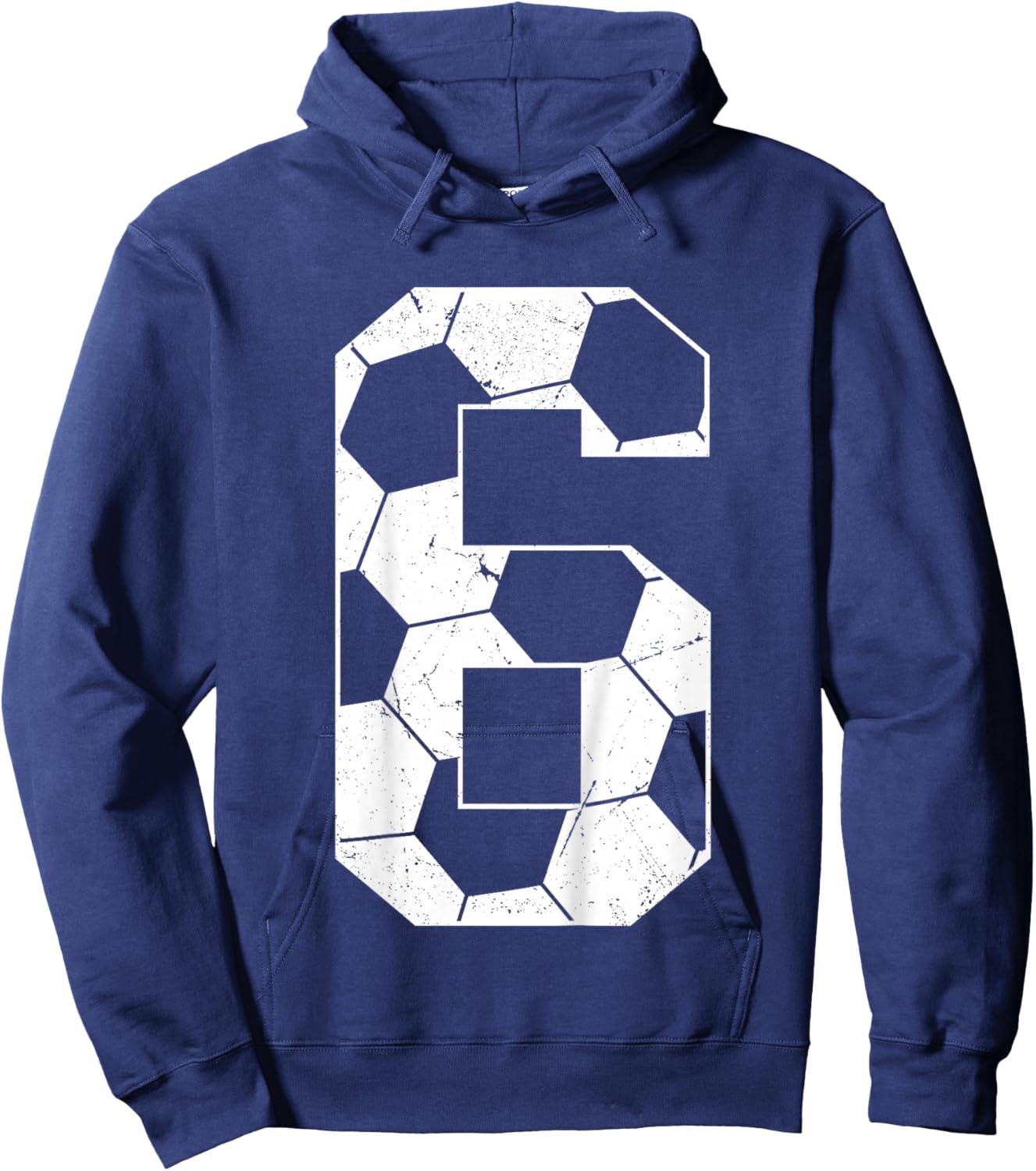 Kids 6th Birthday Boy Soccer Player Football 6 Years Old Hoodie - Hoodie | Navy