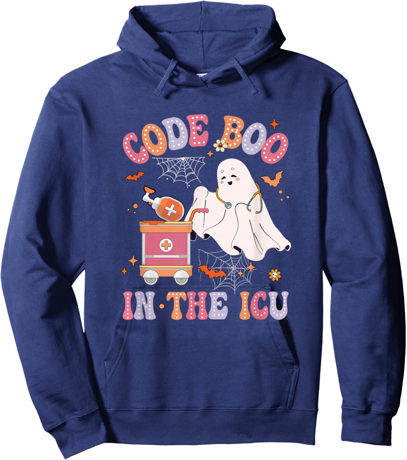 Ghost Code Boo In The Icu Nursing Nurse Halloween Costume Hoodie - Hoodie | Navy