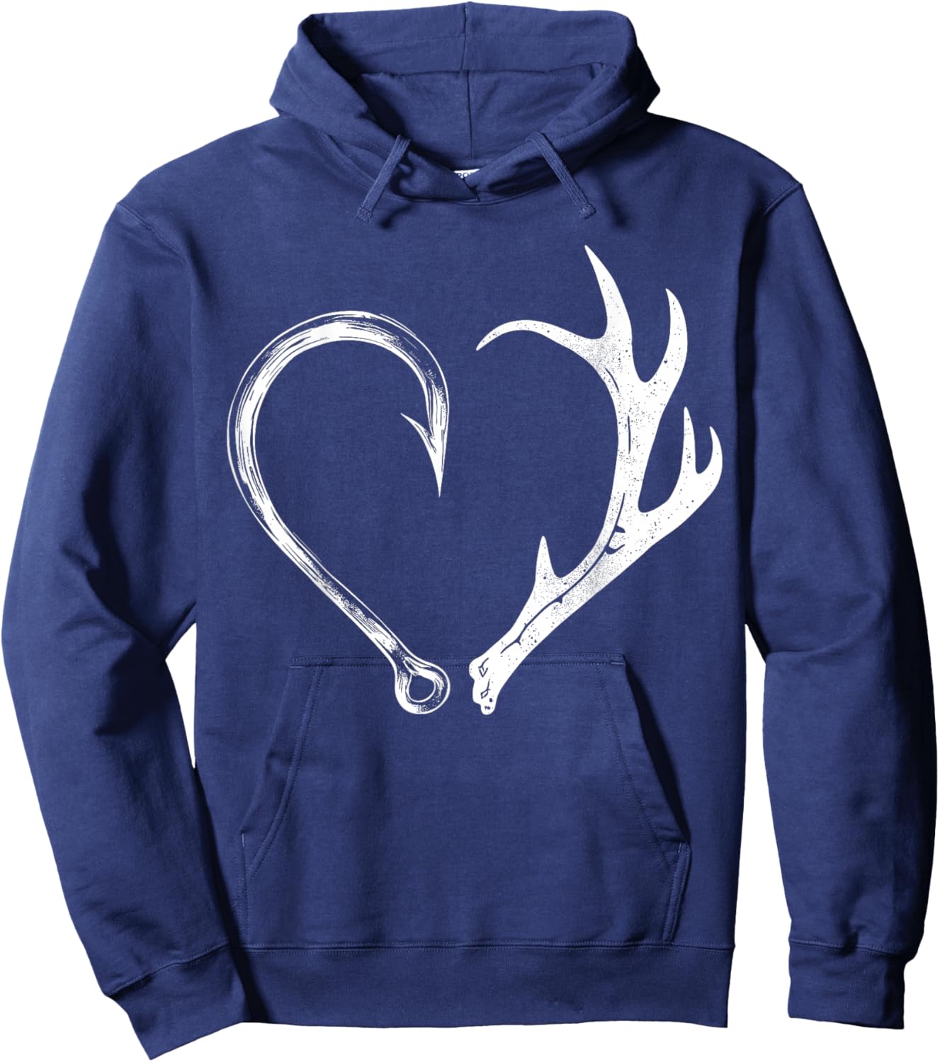 Fishing Hunting Heart Design for Outdoor Lovers Hoodie - Hoodie | Navy