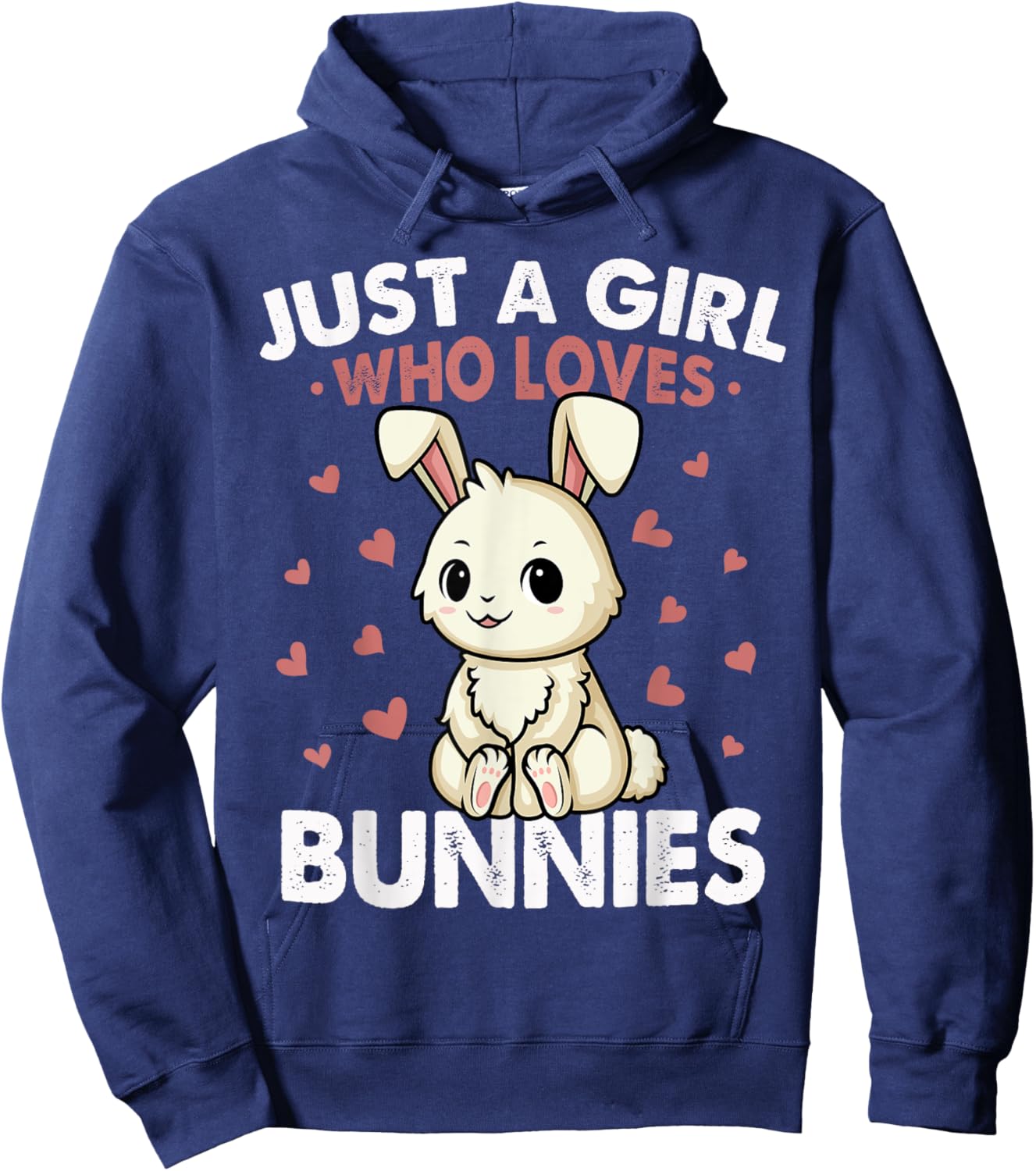Just a Girl who loves Bunnies Shirt Kids Girls Rabbit Bunny Hoodie - Hoodie | Navy
