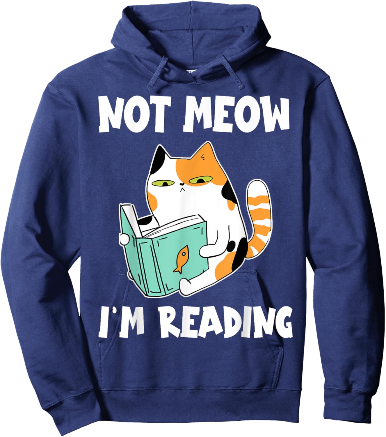 Cat Lover and Love Reading Not Meow I'm Reading Cat & Book Women Girls Kids Hoodie - Hoodie | Navy