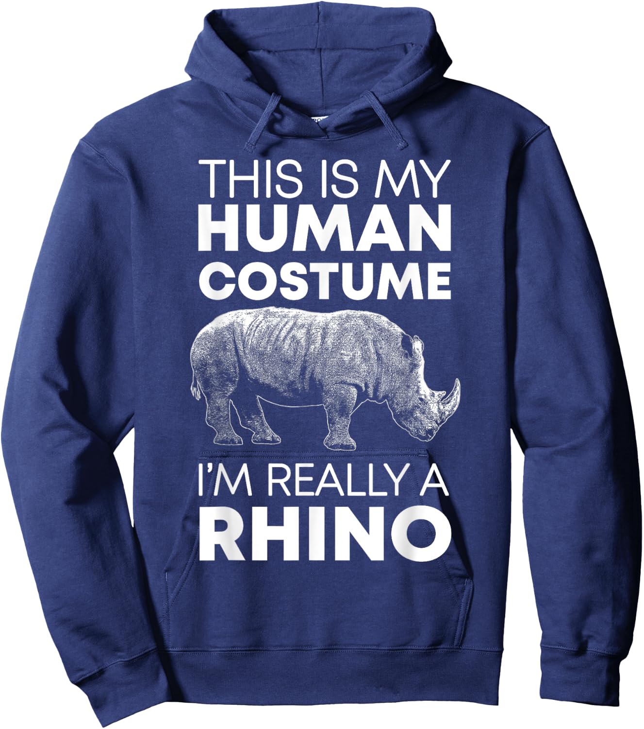 Funny Human Costume Rhino Vintage Rhinoceros Love Hoodie - Hoodie | Navy