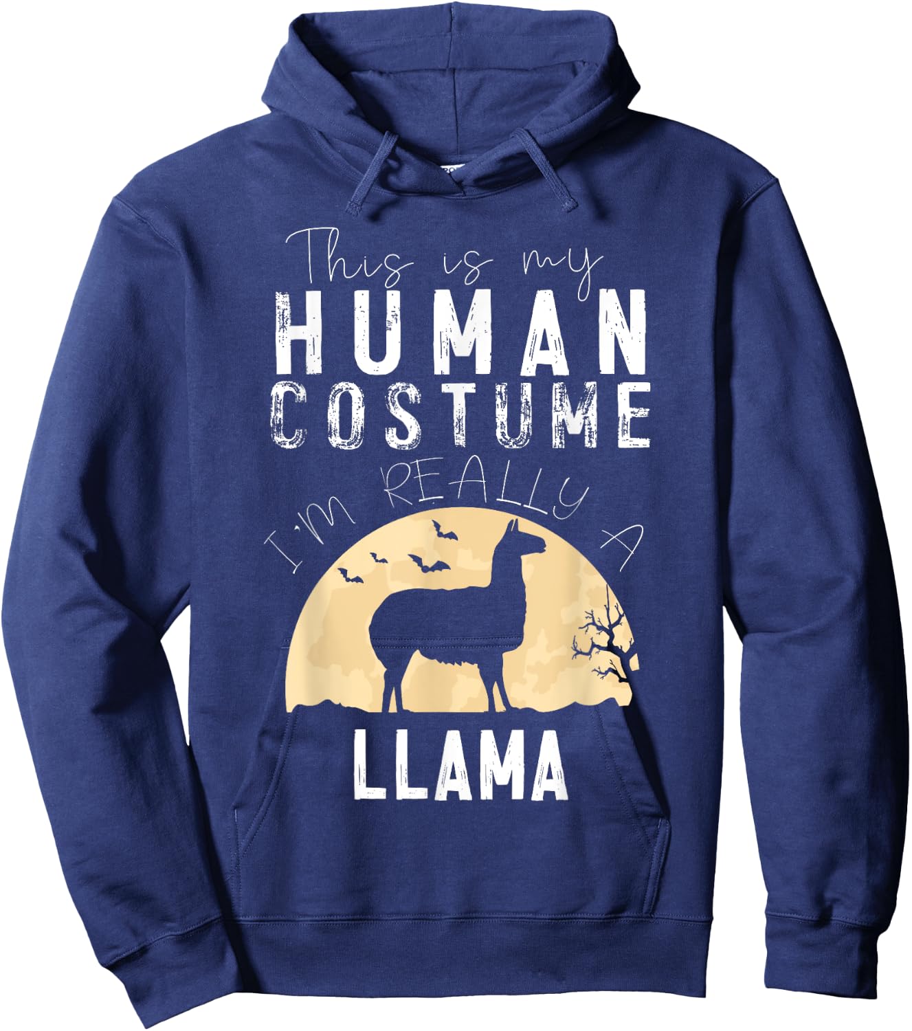 Halloween Human Costume Llama Alpaca Creepy Horror Hoodie - Hoodie | Navy