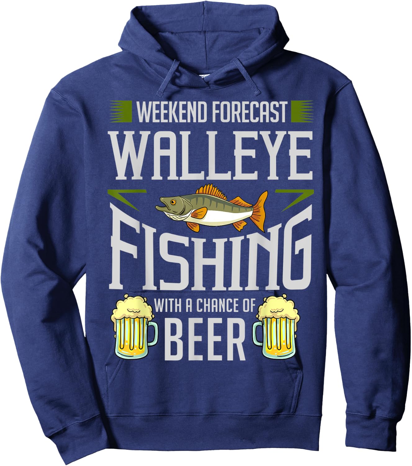 Walleye Lure Fishing Walleye Fish Beer Hoodie - Hoodie | Navy