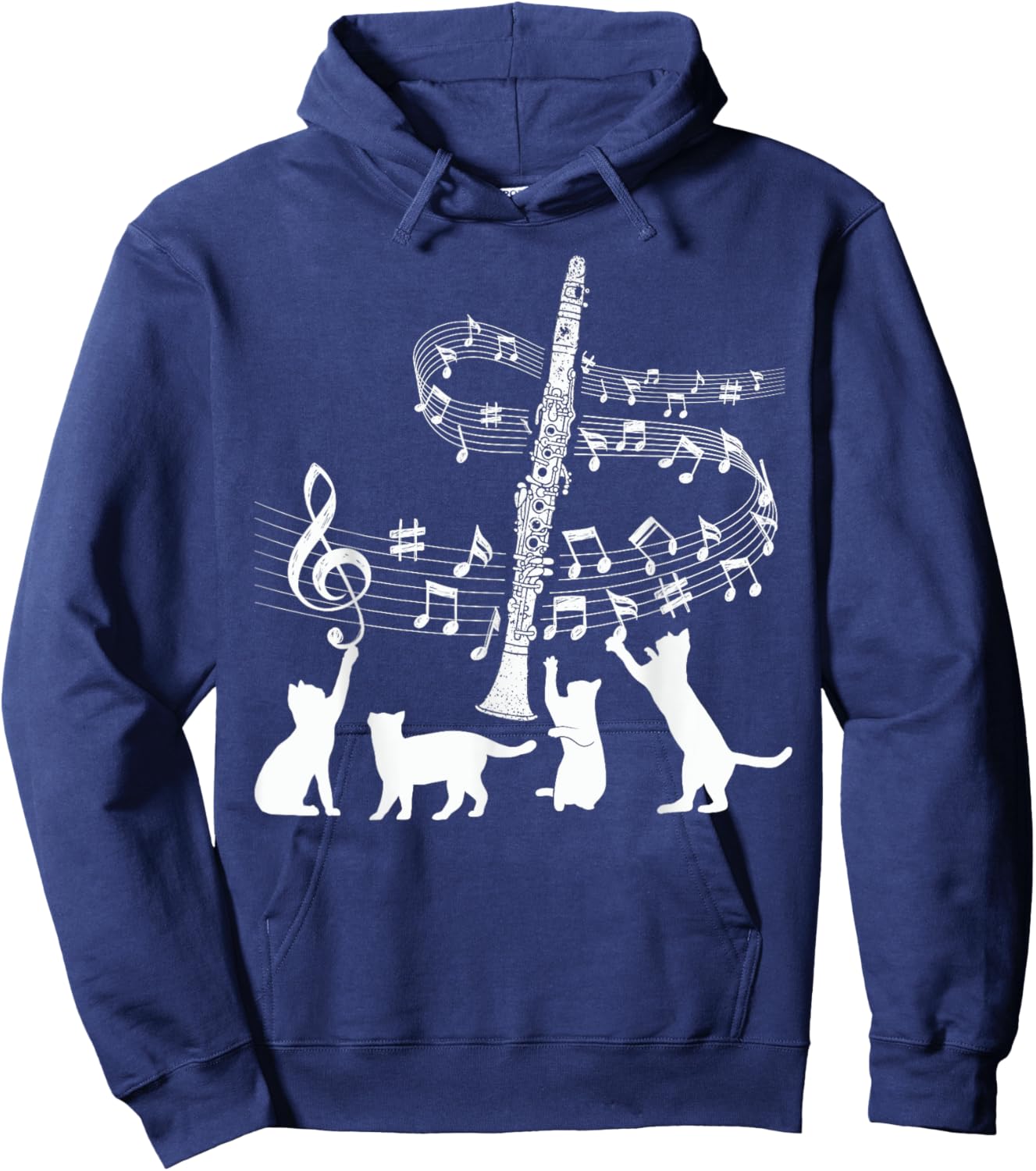 Clarinetist Cats Lover Clarinet Player Expert Musician Music Hoodie - Hoodie | Navy