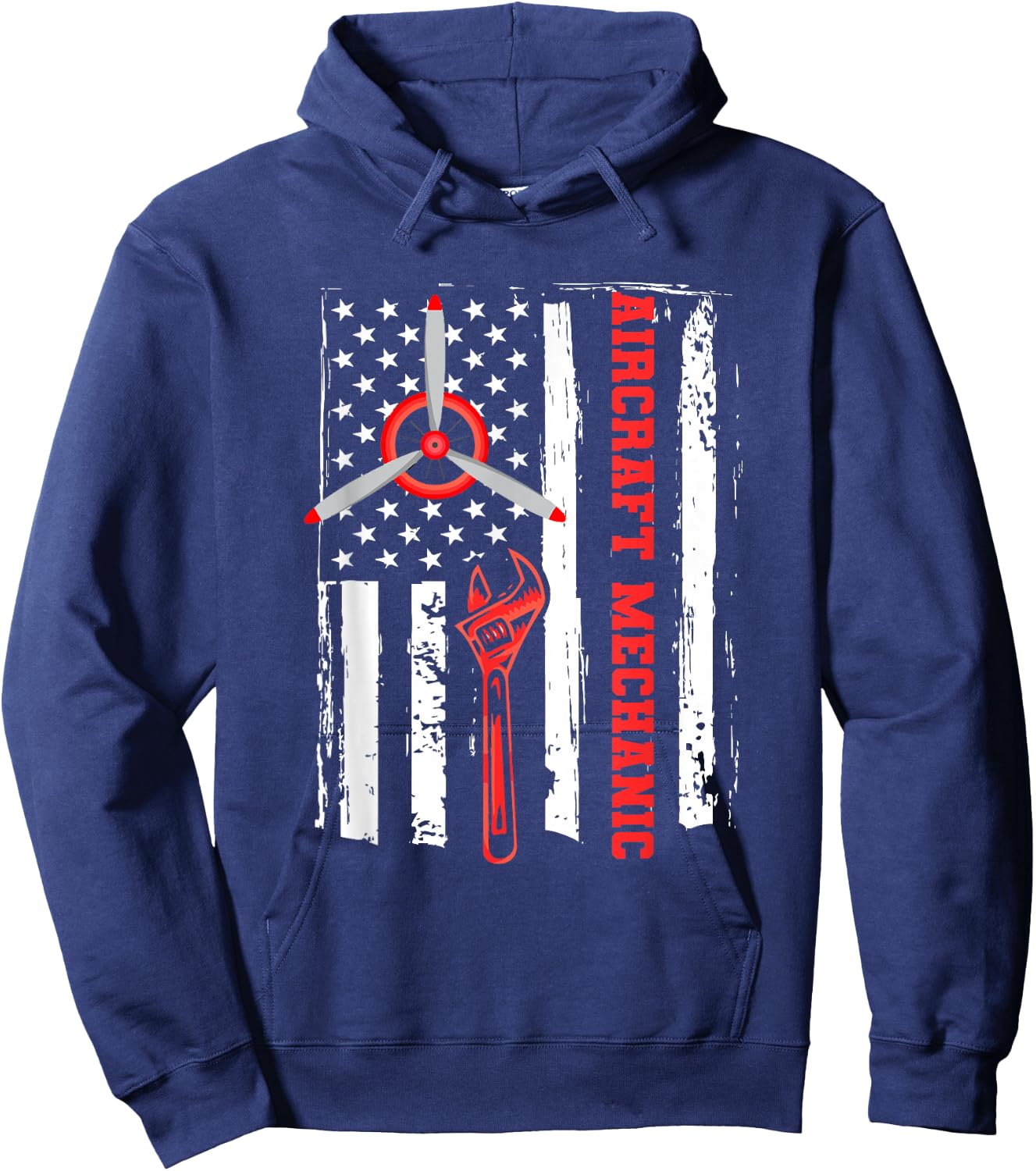 Aircraft Mechanic Us Flag Engineer - Aircraft Mechanic Hoodie - Hoodie | Navy