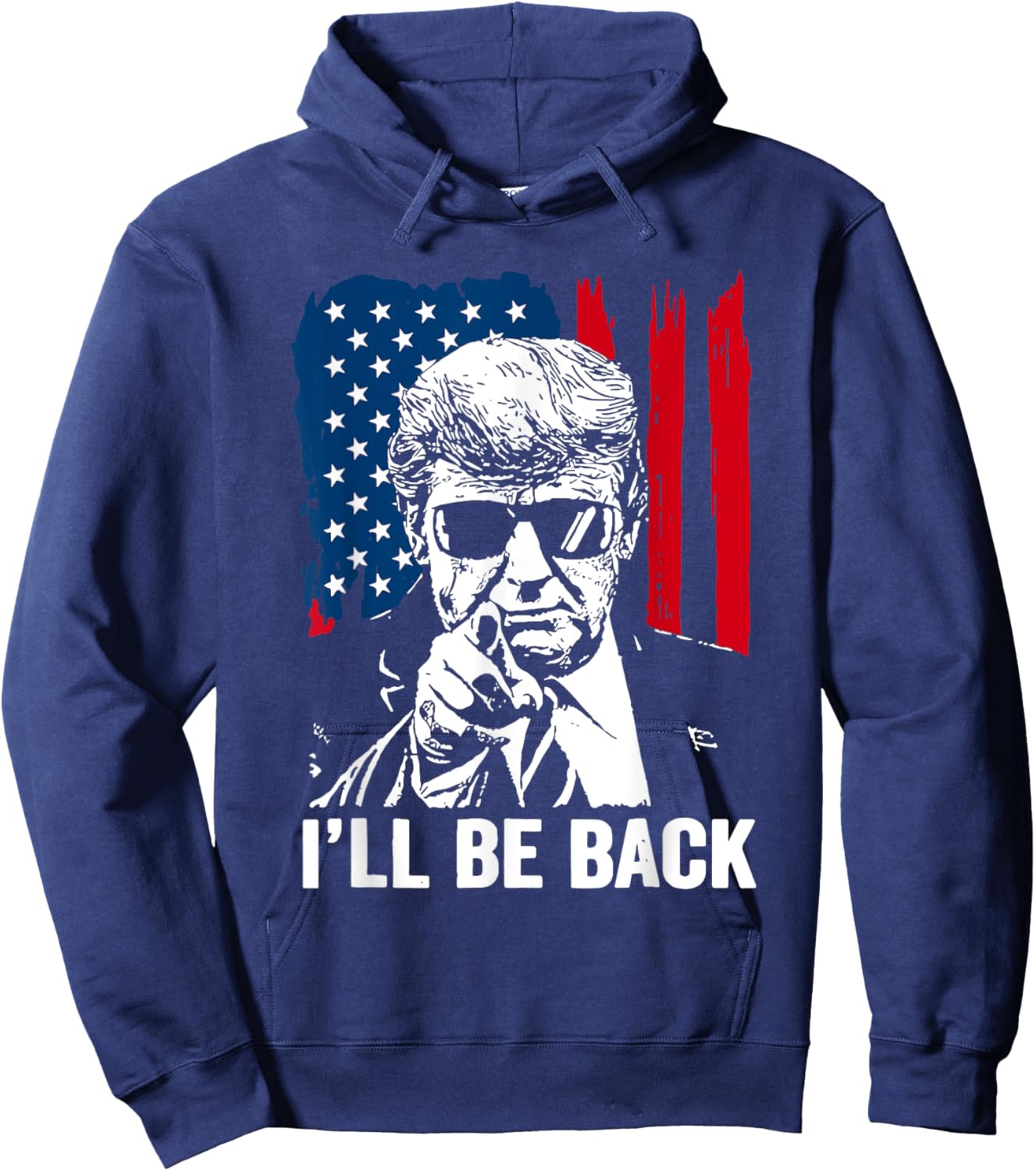 Vintage I'll Be USA Back Trump American Flag Women Hoodie - Hoodie | Navy