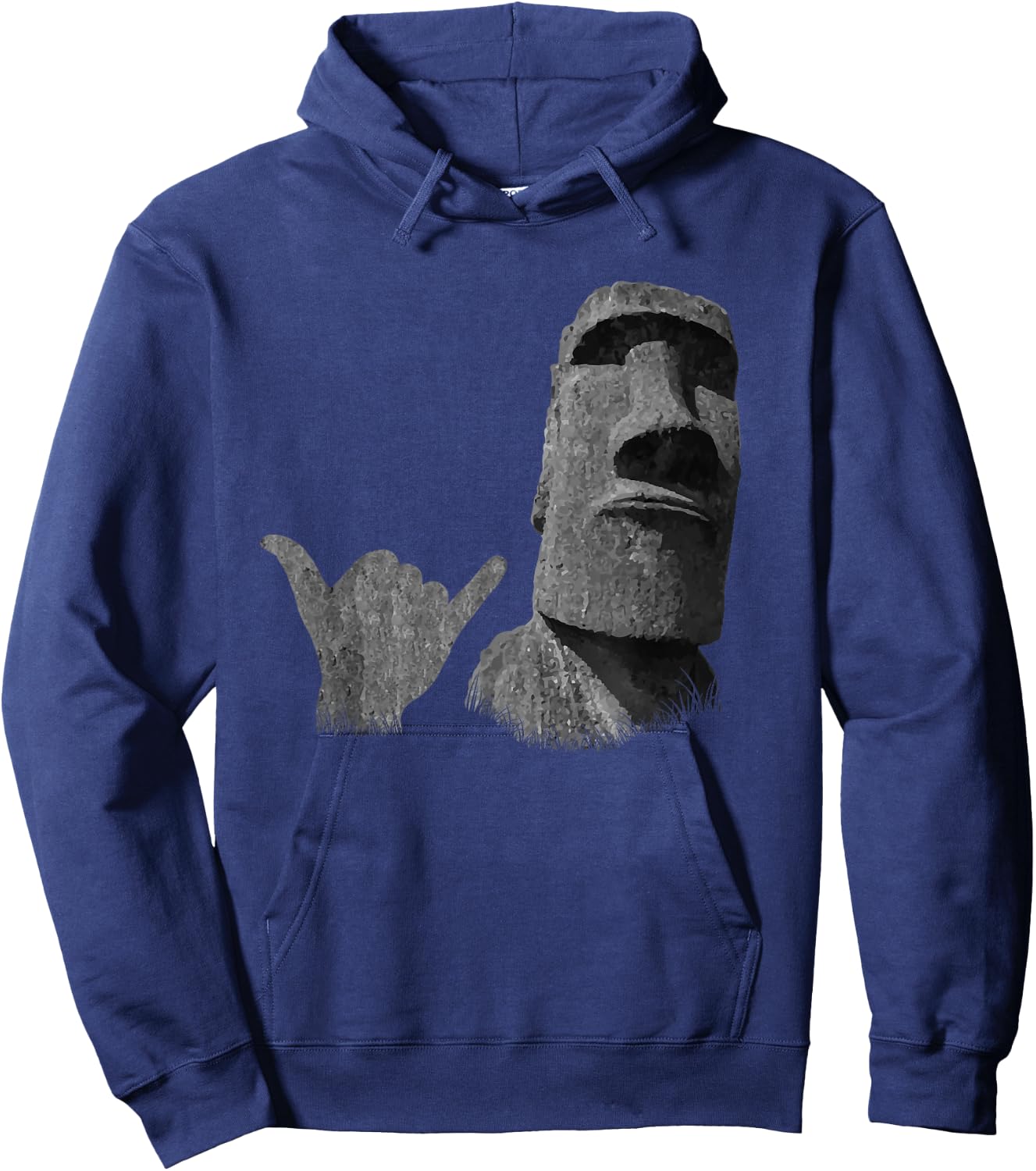 Funny Easter Island Rapa NUI Moai Statue Surfer Shaka Sign Hoodie - Hoodie | Navy