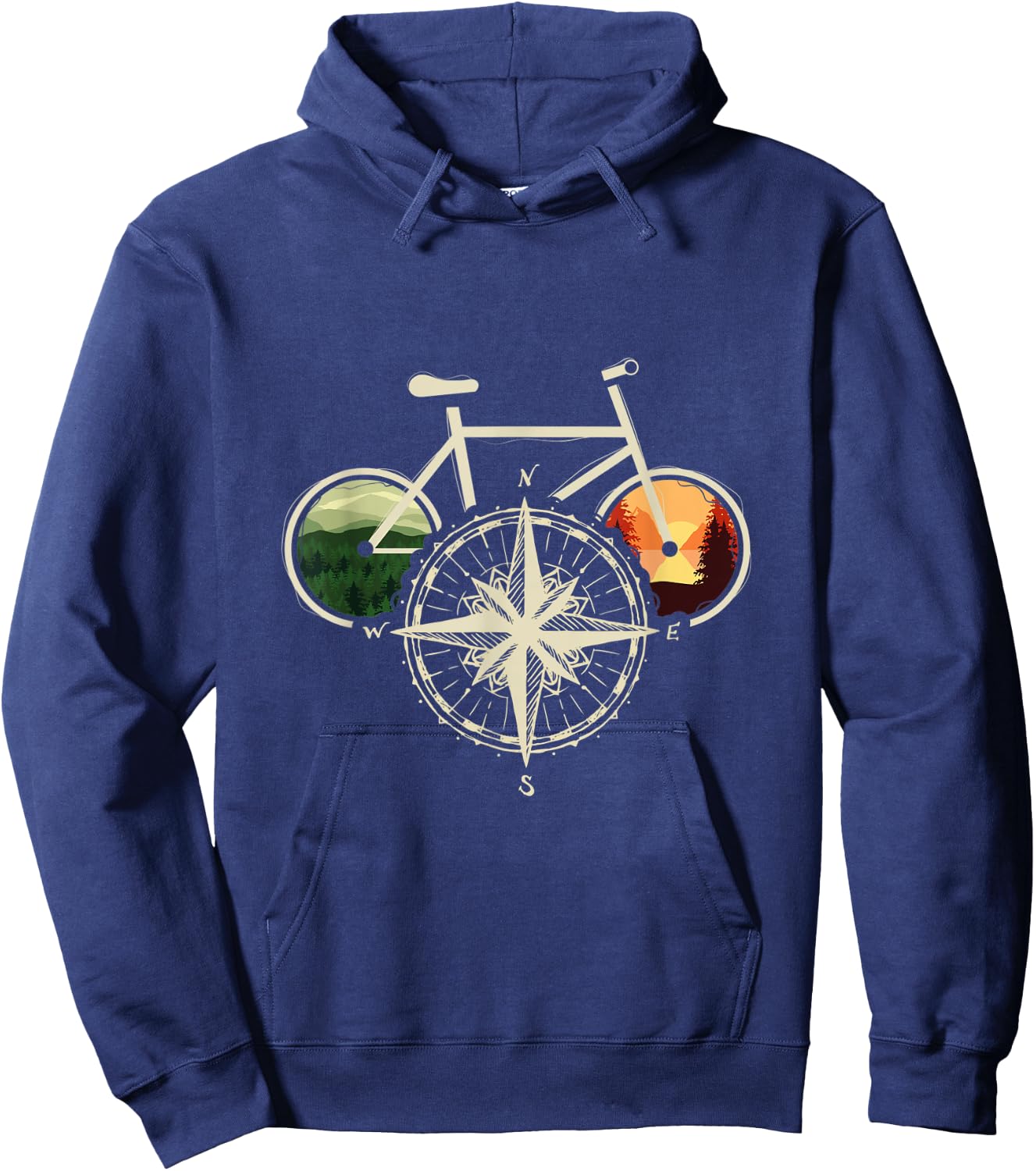 Retro Bicycle With Compass & Mountains I Bicycle Cycologist Hoodie - Hoodie | Navy