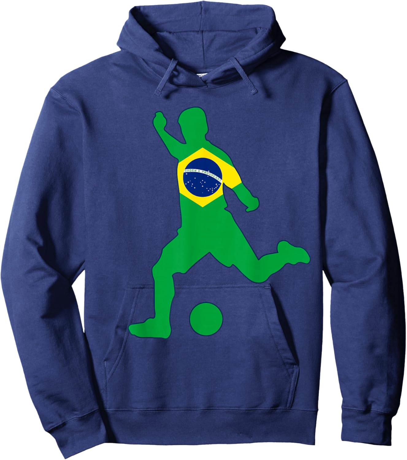 Brazil Flag Soccer Player Brasil Futbol Brazilian Football Hoodie - Hoodie | Navy