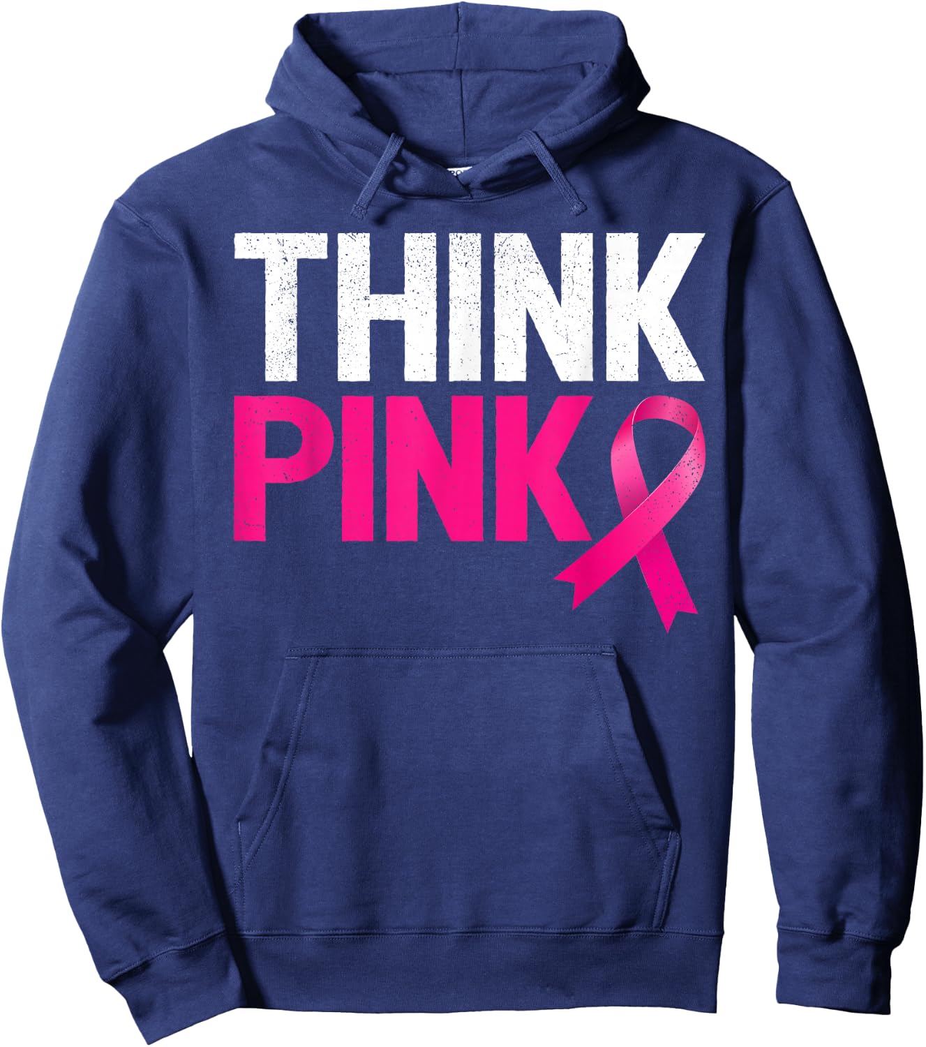 Pink Ribbon Warrior Think Pink Breast Cancer Awareness Hoodie - Hoodie | Navy