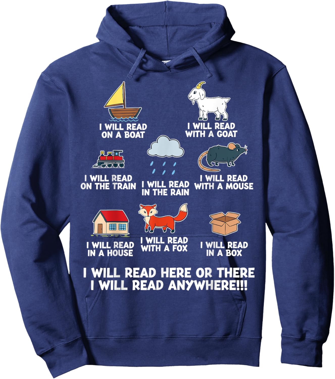 I Will Read Books On A Boat And Everywhere Reading Hoodie - Hoodie | Navy