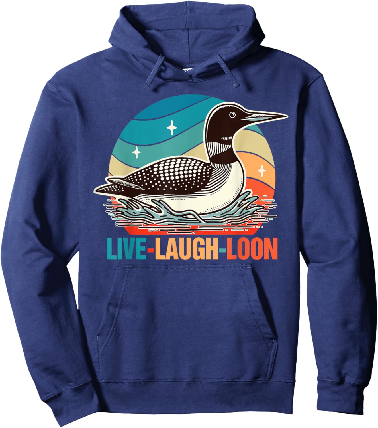 Funny Birds Mom Retro Vintage Outfits Common Loon Bird Lover Bird Watching Lives Laugh Loon , Small, Black Hoodie - Hoodie | Navy