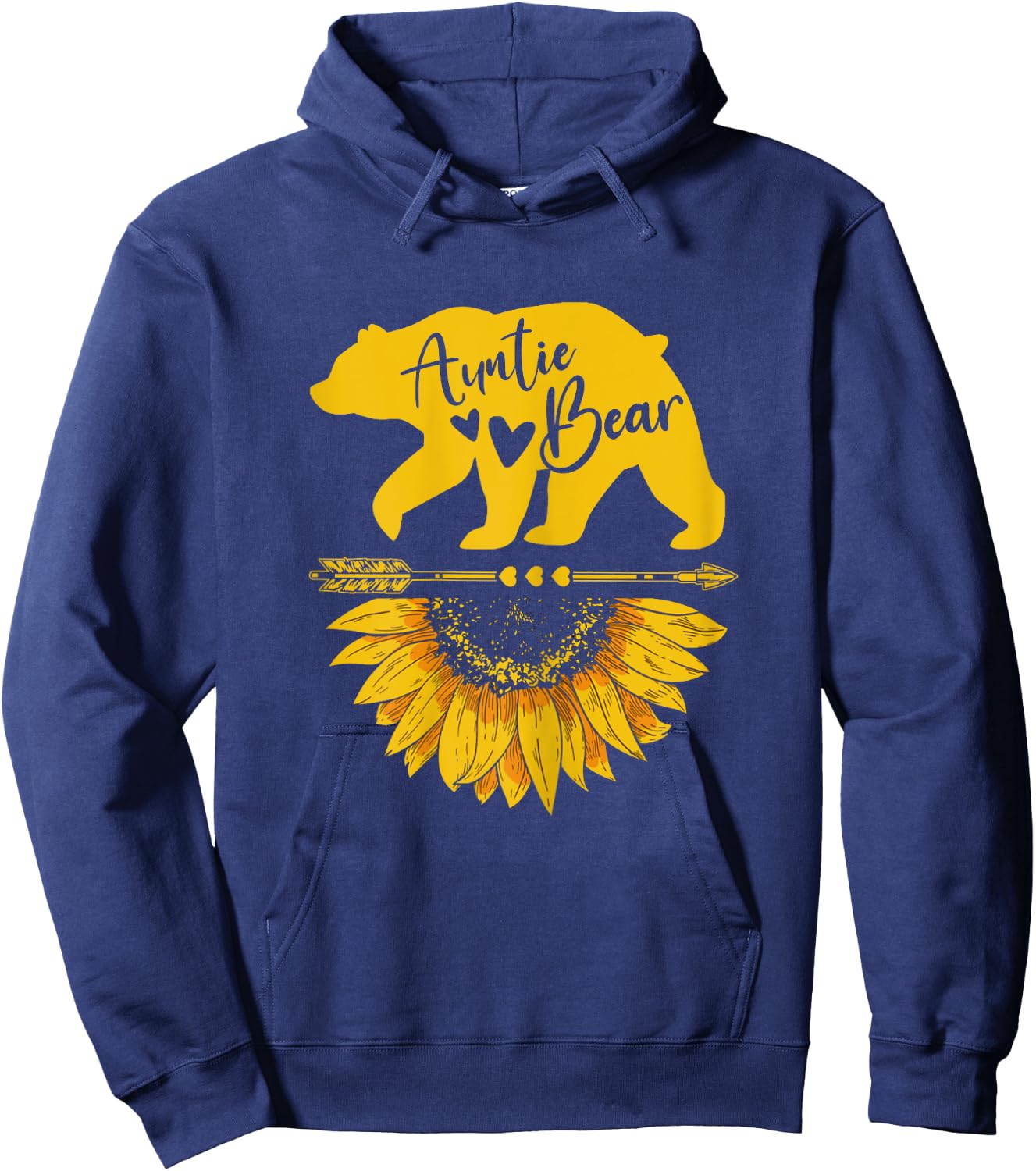 Auntie Bear Sunflower Funny Mothers Day For Mom Aunt Grandma Hoodie - Hoodie | Navy