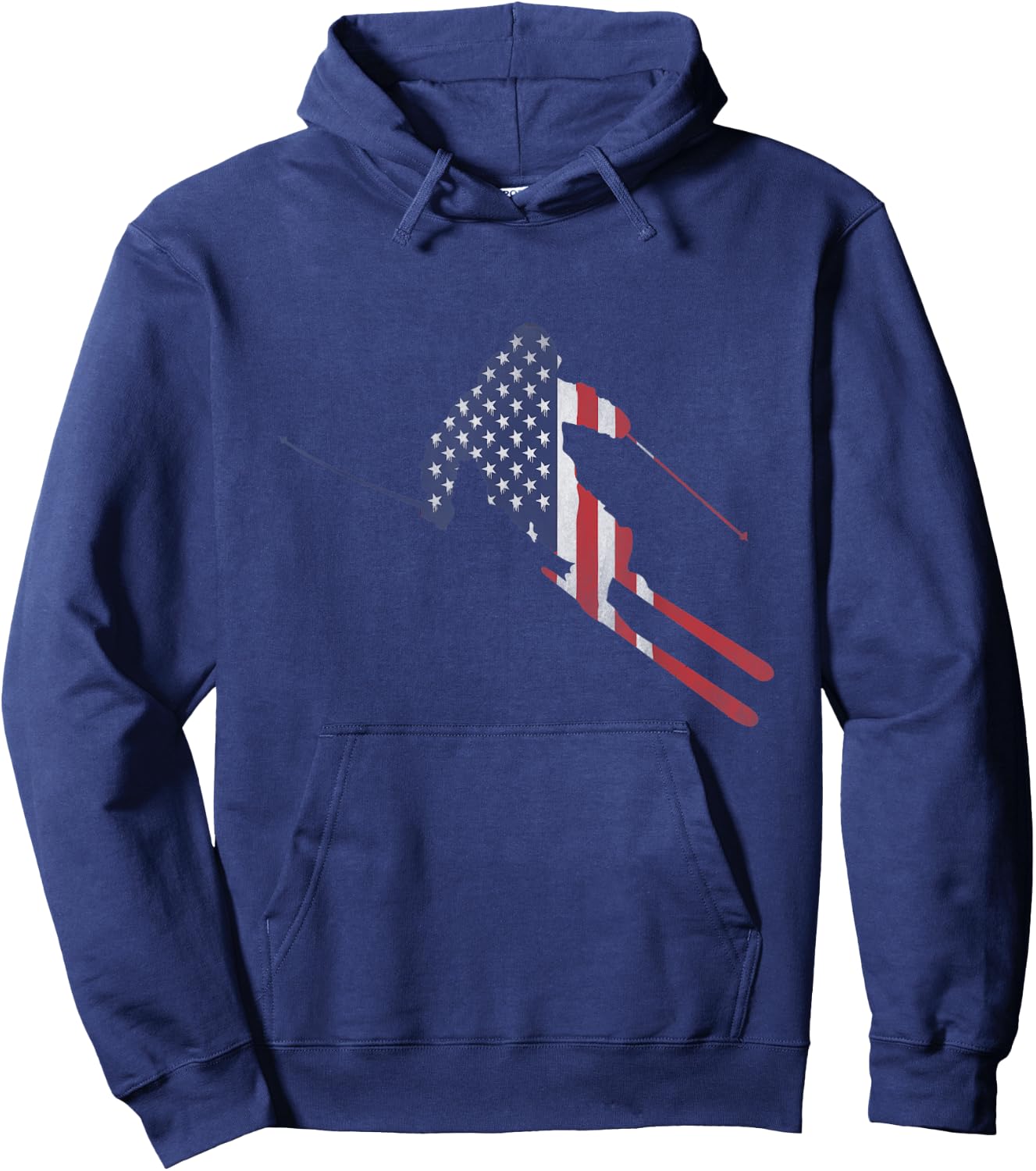 American Flag Skiing Outfit for US Skiers & Ski Run Winter Kids Men Hoodie - Hoodie | Navy