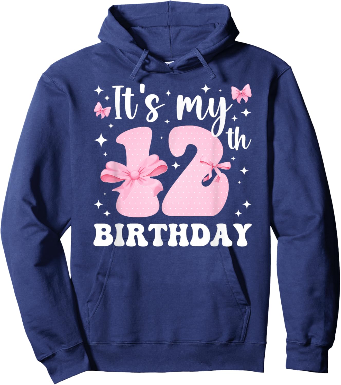 12th Coquette Themed Birthday Twelve Year Old Girl Bow Hoodie - Hoodie | Navy