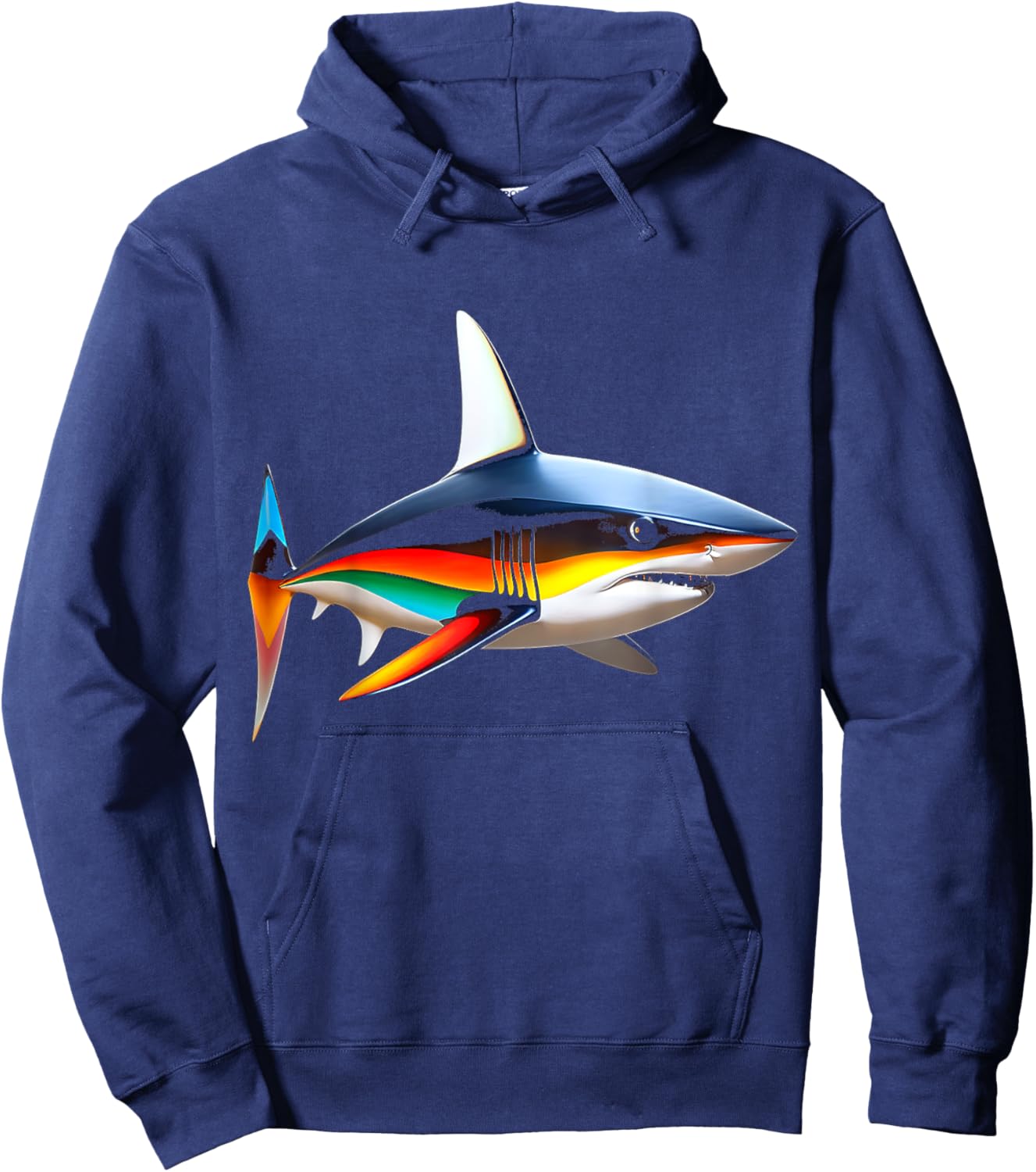 Shark Colorful Art Animal Love Illustration Graphic Shark Hoodie - Hoodie | Navy