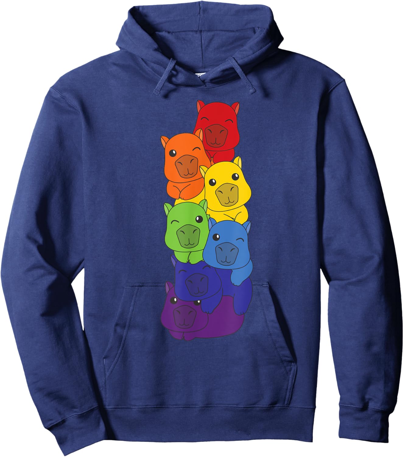 Rainbow Capybaras Cute Animals Colorful Capybara Hoodie - Hoodie | Navy
