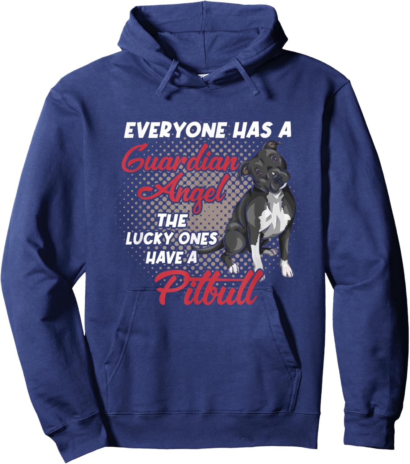 Black Pitbull Is My Guardian Angel Funny Pit Bull Dog Owner Women Hoodie - Hoodie | Navy