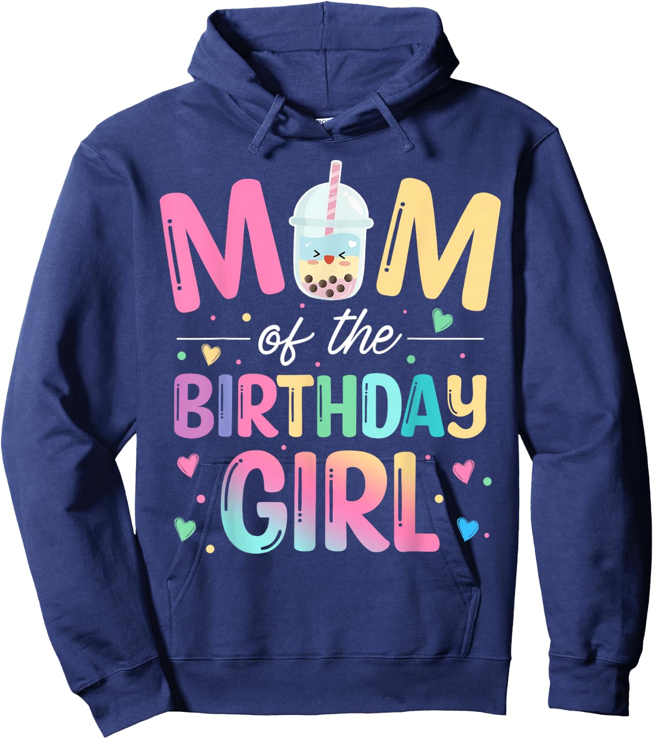 Mom Of The Birthday Girl Bubble Boba Tea Party Family Hoodie - Hoodie | Navy