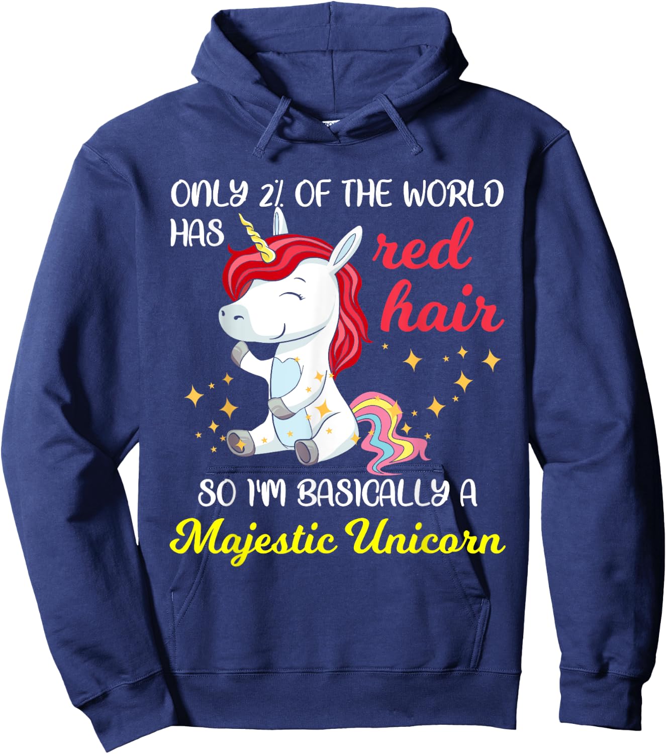 Red Hair Majestic Unicorn Funny Ginger Head Pride Hoodie - Hoodie | Navy