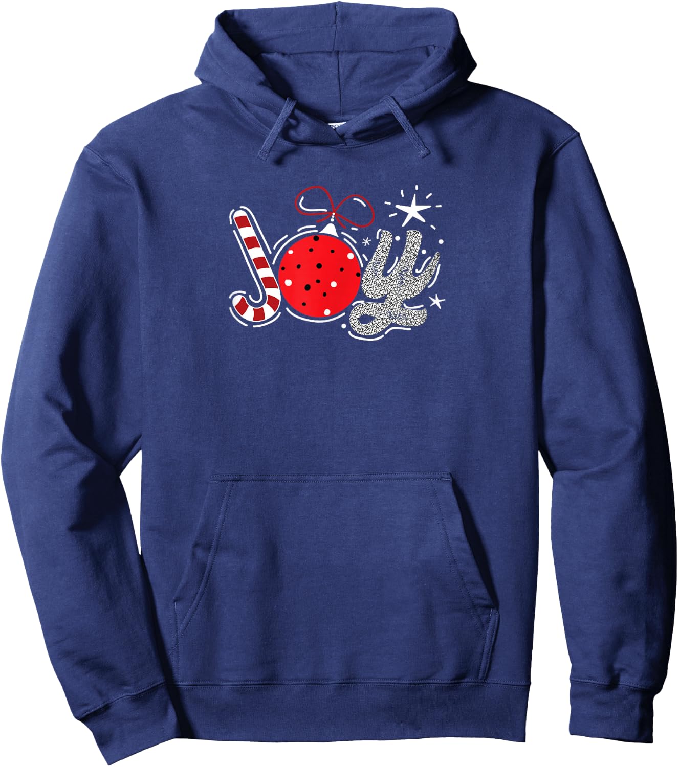 Joy candy cane Christmas ornament Xmas joy happiness Hoodie - Hoodie | Navy