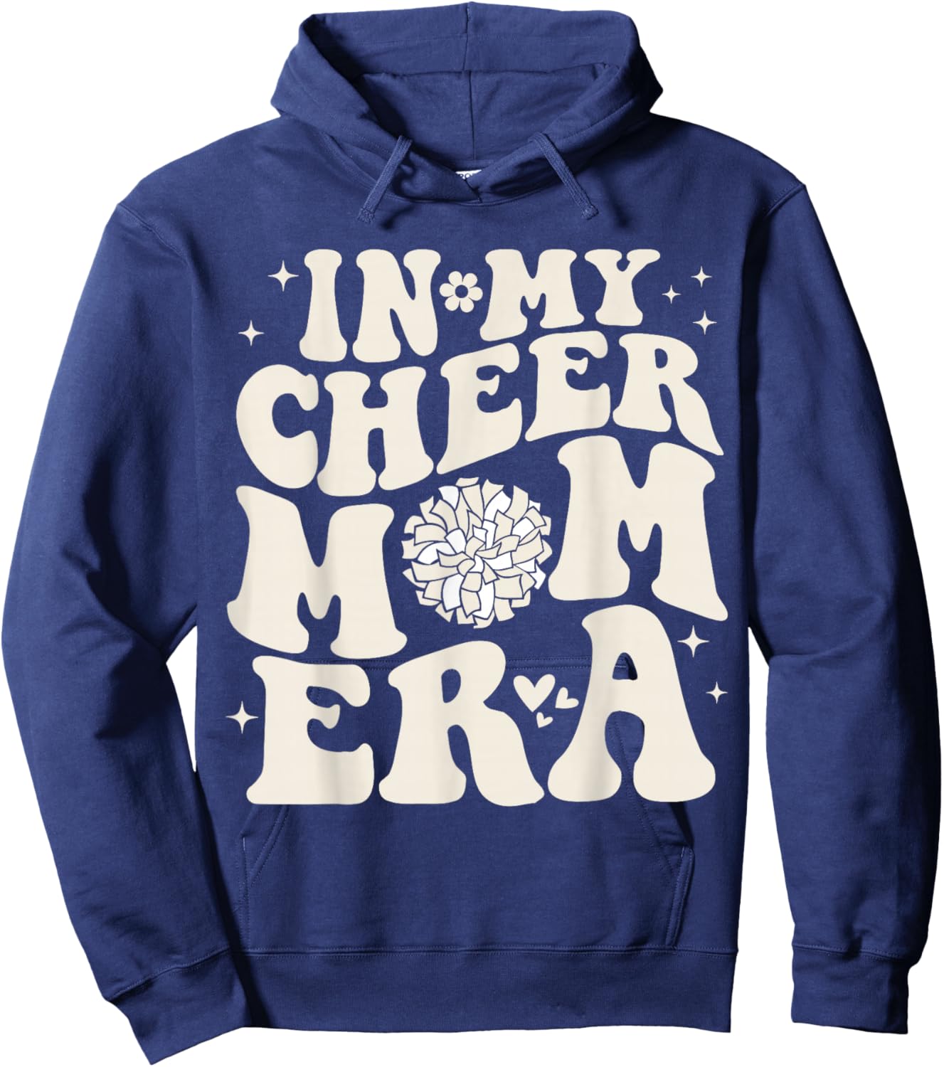 In My Cheer Mom Era Groovy Cheerleading Football Mom Women Hoodie - Hoodie | Navy