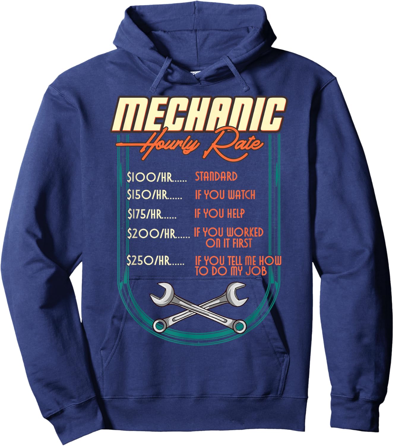 Mechanic Hourly Rate Car Auto Repairman Labor Rates Hoodie - Hoodie | Navy