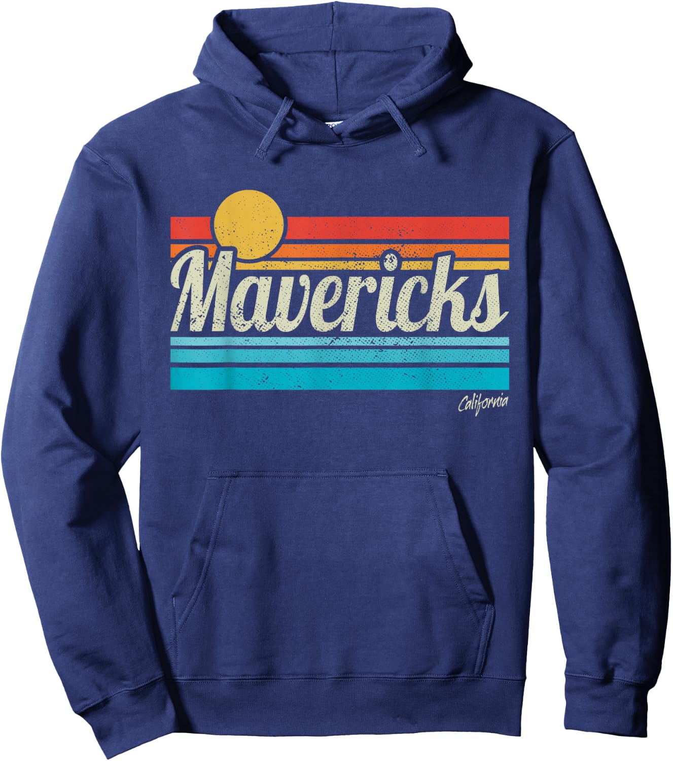 Mavericks California Retro Sunset Surf Trip I Love Surfing Hoodie - Hoodie | Navy
