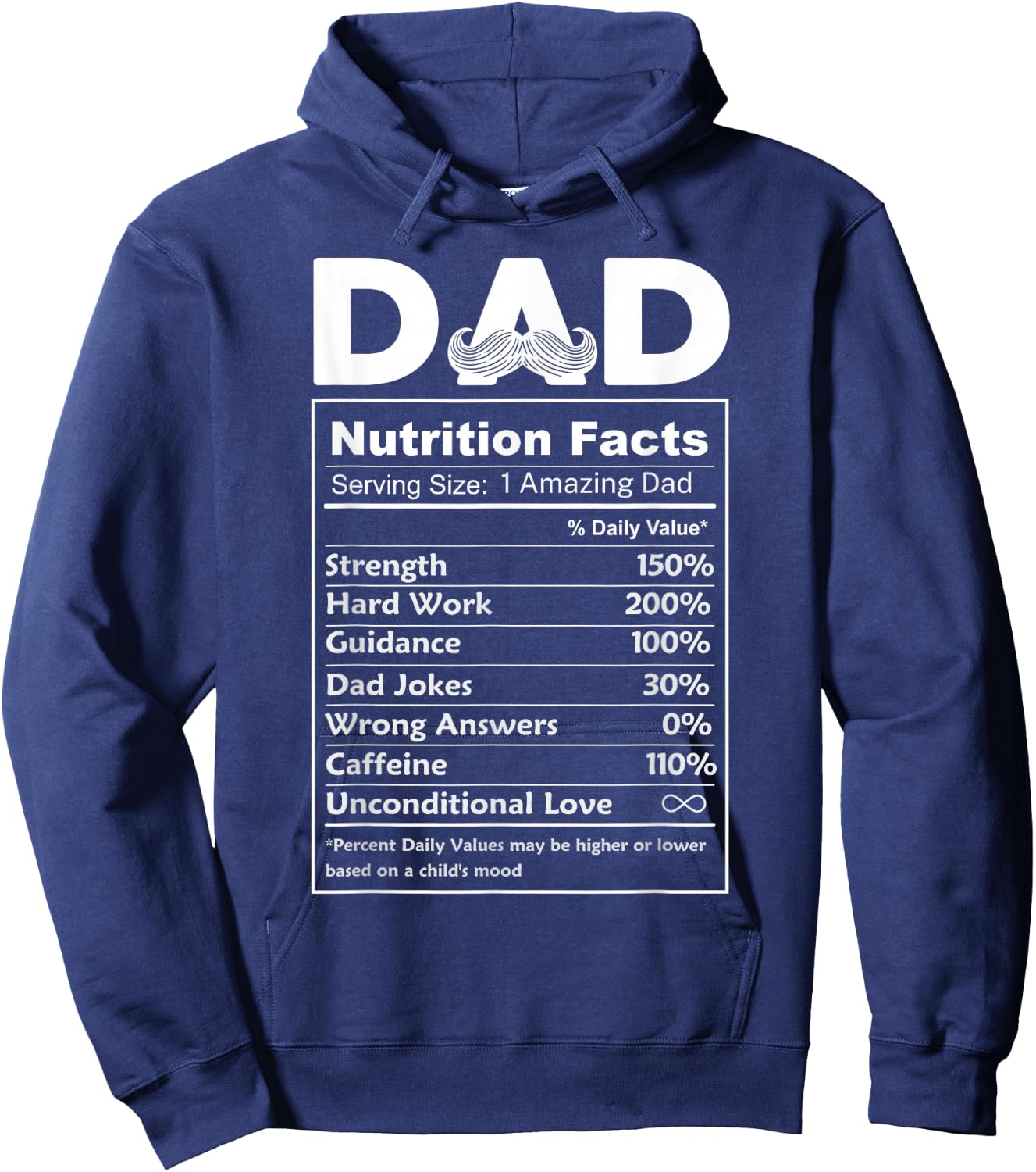Dad Father Funny Nutrition Facts Father's Day Dad's Birthday Hoodie - Hoodie | Navy