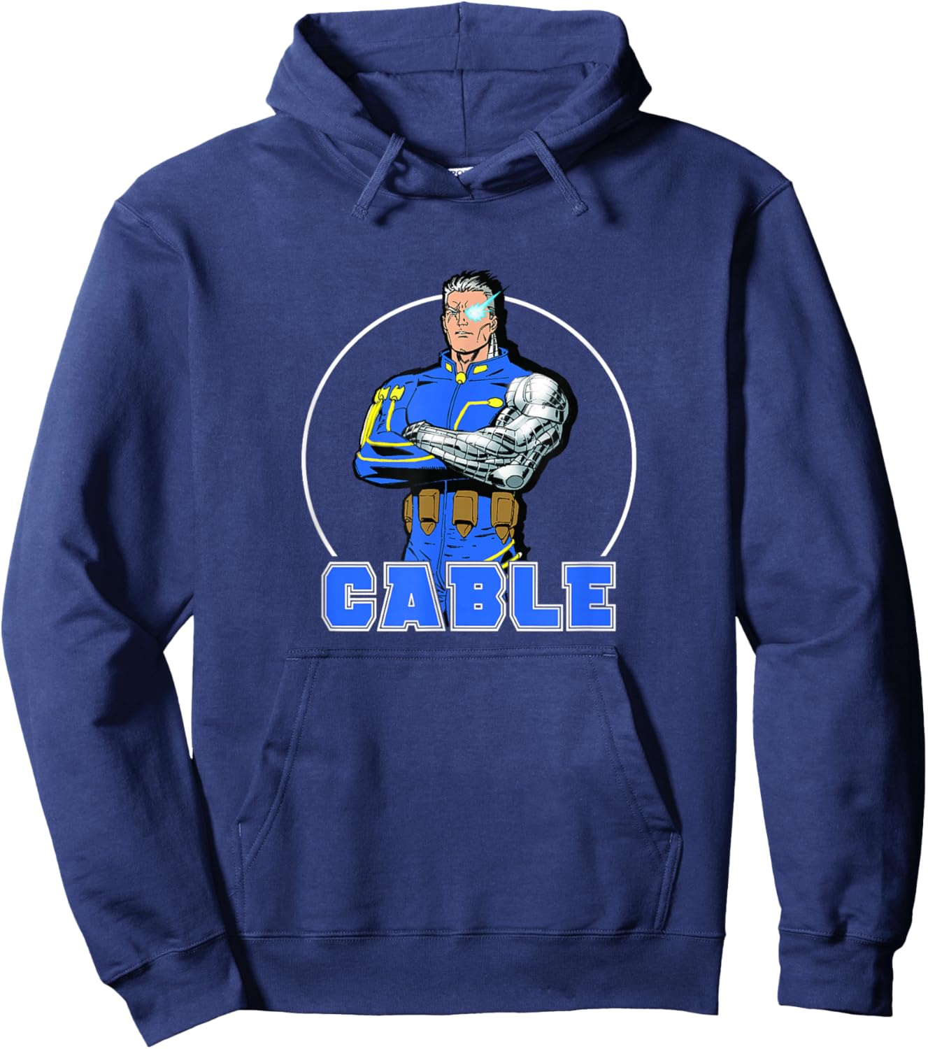 Marvel X-Men Cable Cool Solo Circle Portrait Retro Hoodie - Hoodie | Navy