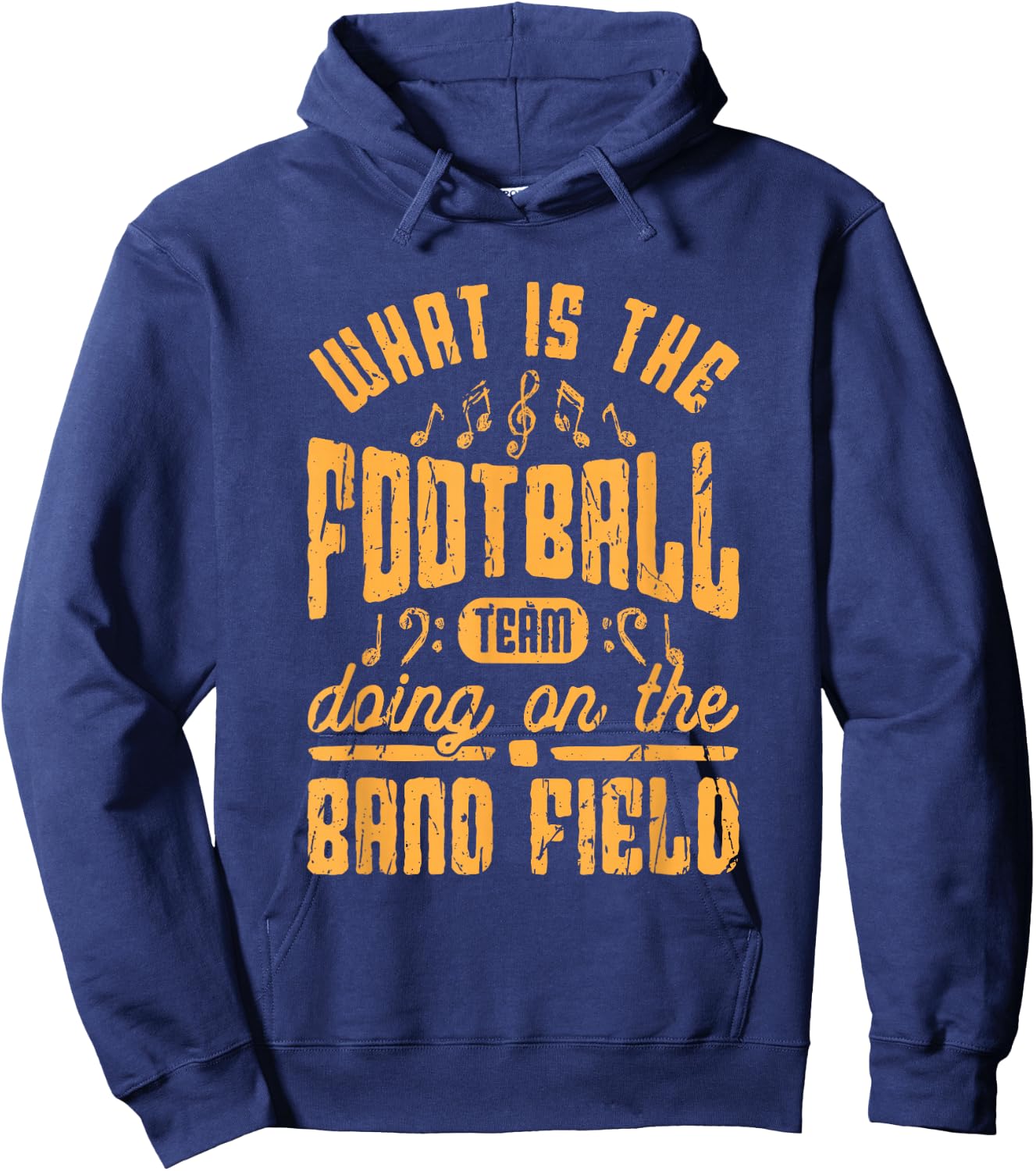 What is the football team doing on the band field - football Hoodie - Hoodie | Navy