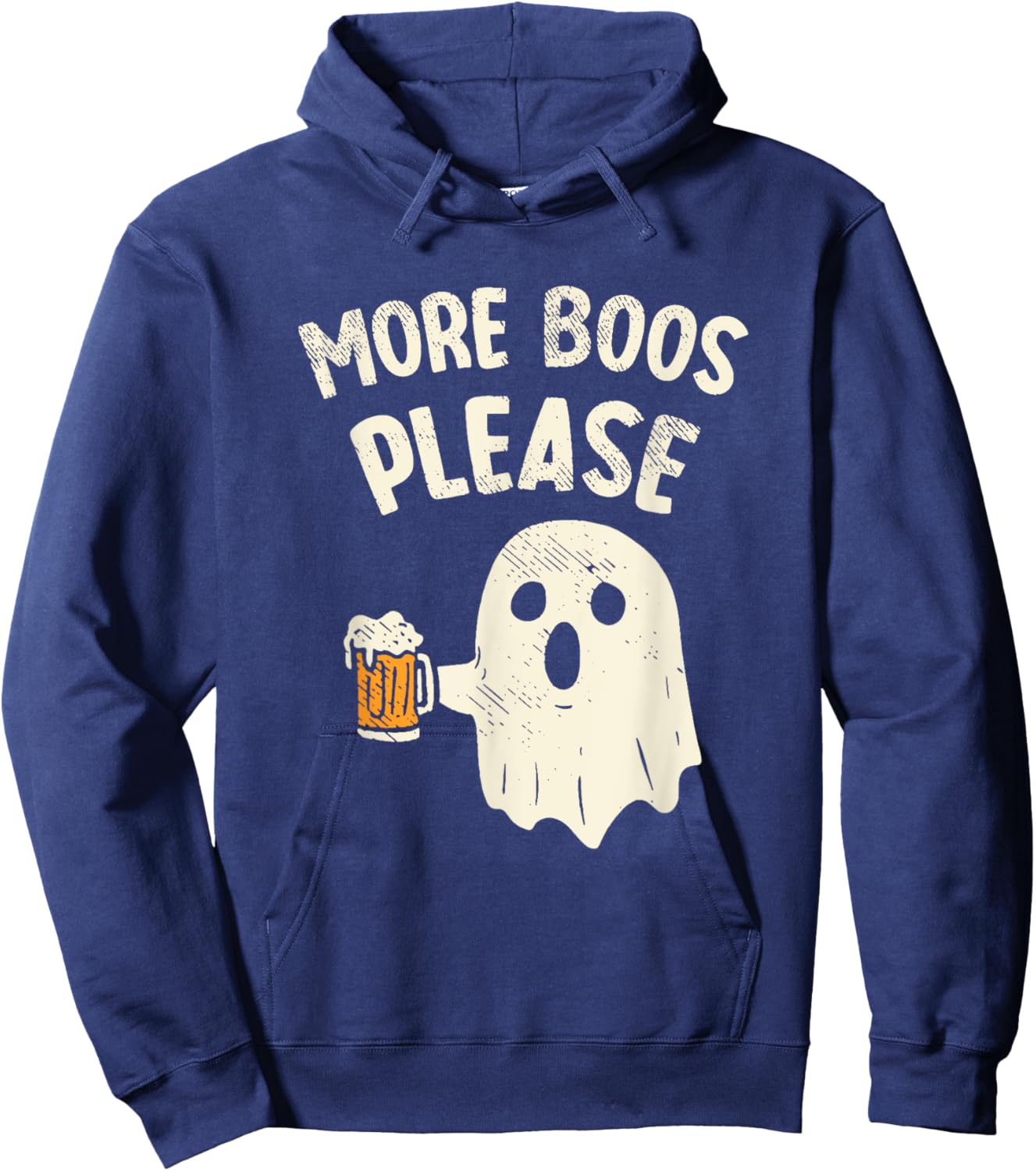 Retro More Boos Please Ghost Beer Halloween Costume Men Boys Hoodie - Hoodie | Navy
