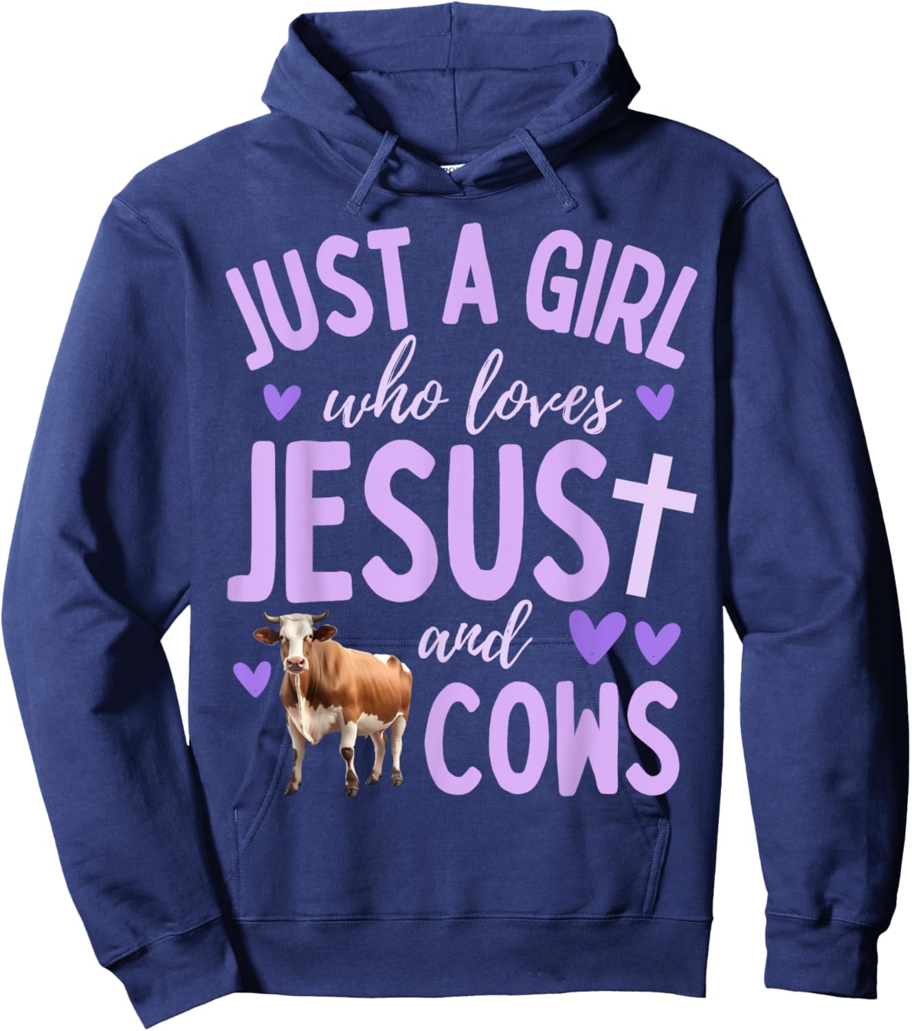 Just A Girl Who Loves Jesus and Cows Christian Cute Hoodie - Hoodie | Navy