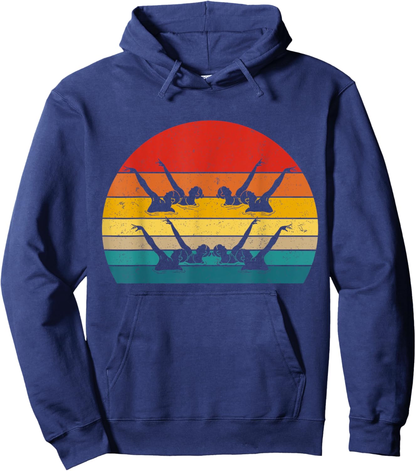 Synchro Synchronized Swimming Gifts Women Men Synchronized Artistic Swimming Synchro Swimming Retro Black Small Hoodie - Hoodie | Navy