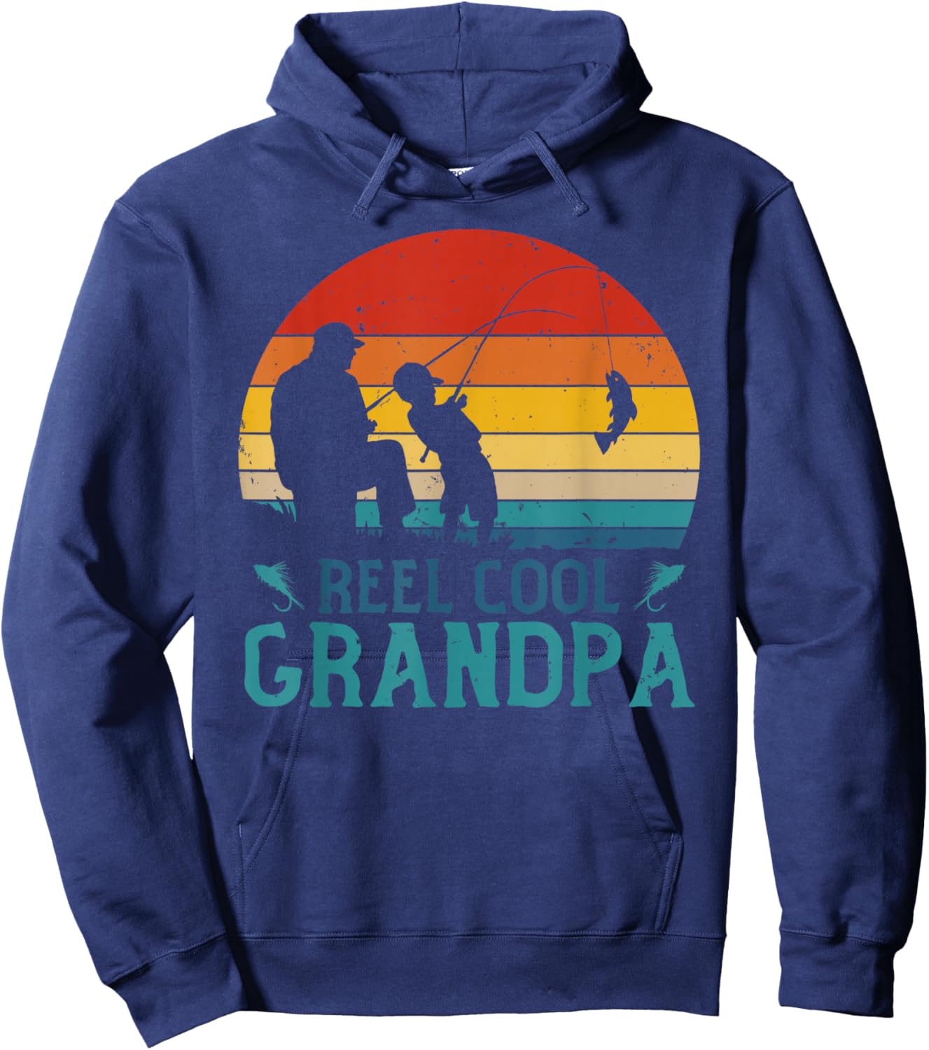 Vintage Fishing Reel Cool Grandpa Fisherman Father's Day Hoodie - Hoodie | Navy