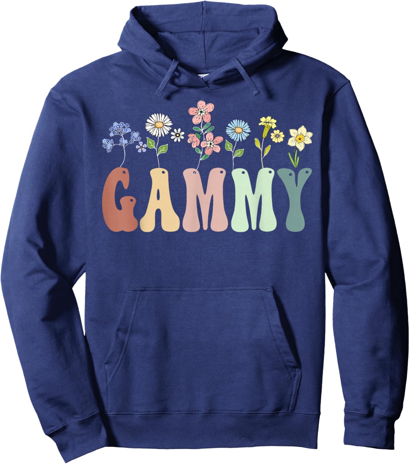 Gammy Gifts Women Wildflower Floral Design Gammy Hoodie - Hoodie | Navy