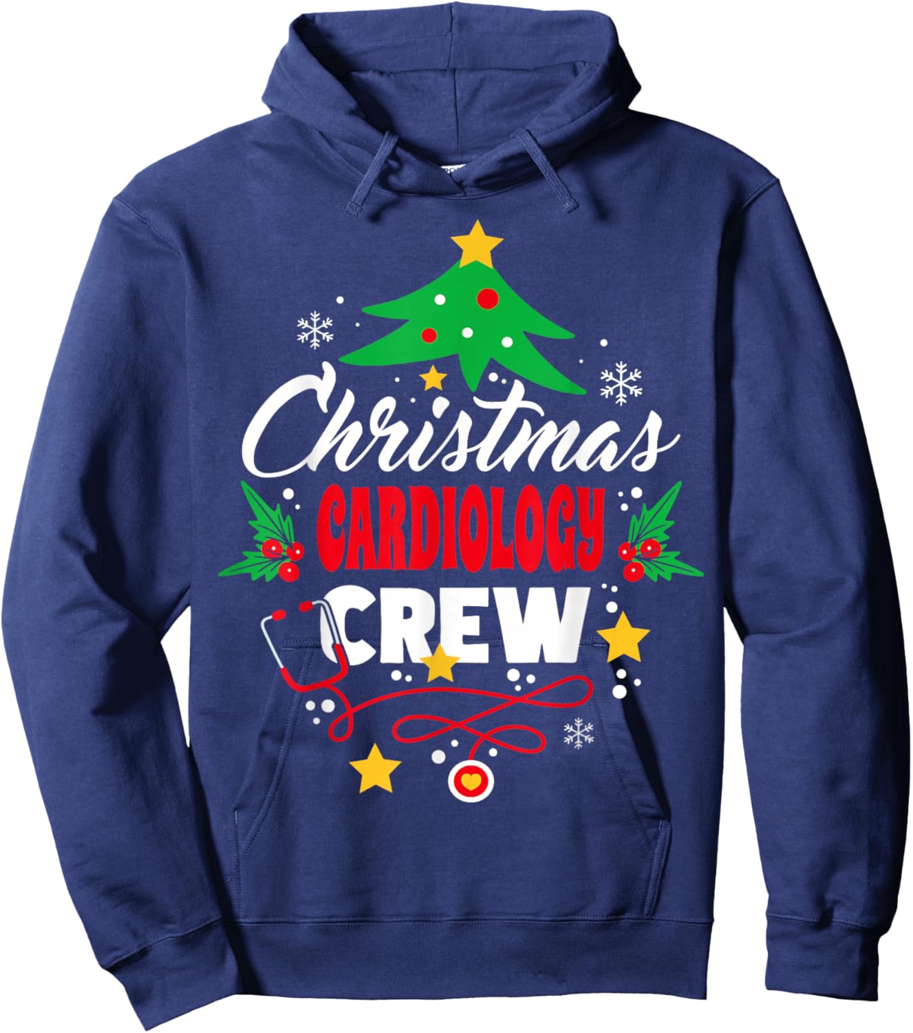 Cardiac Nurse Christmas Tree Cardiology Crew Nurse Hoodie - Hoodie | Navy