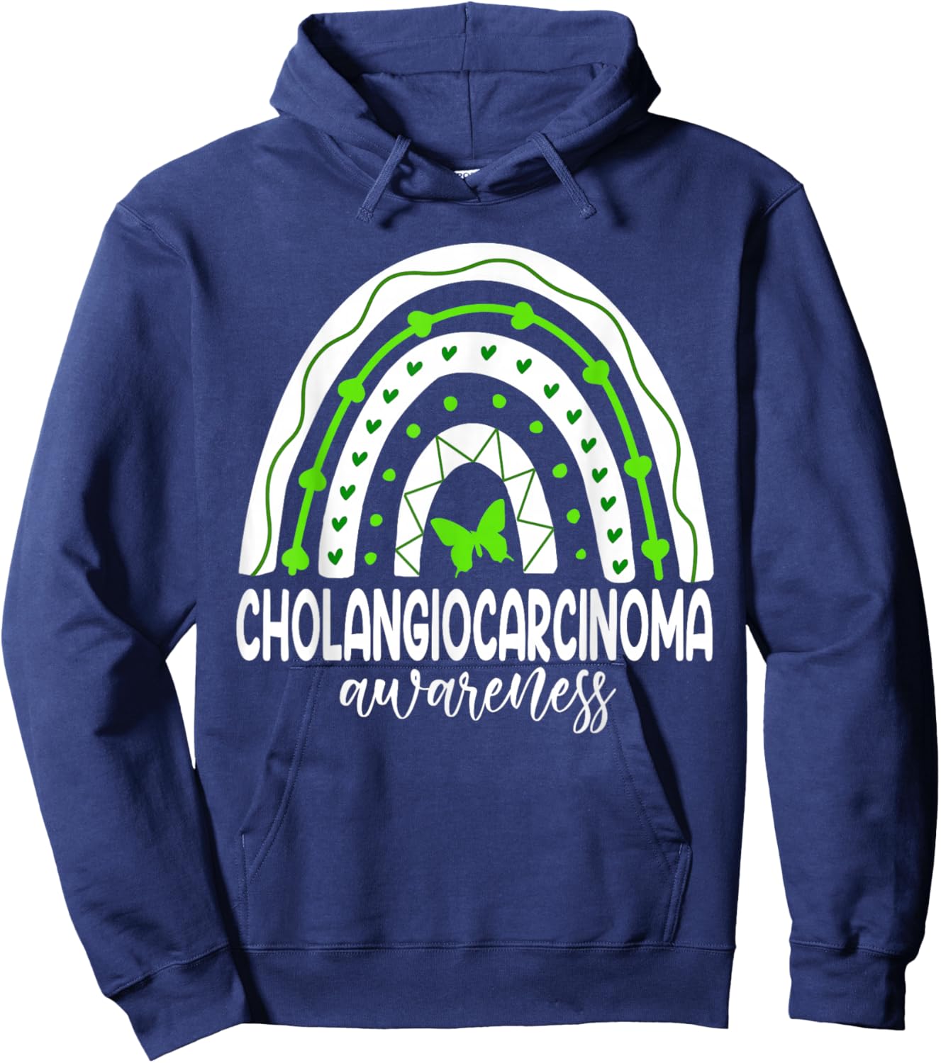 We wear Green Rainbow For Cholangiocarcinoma Awareness Hoodie - Hoodie | Navy