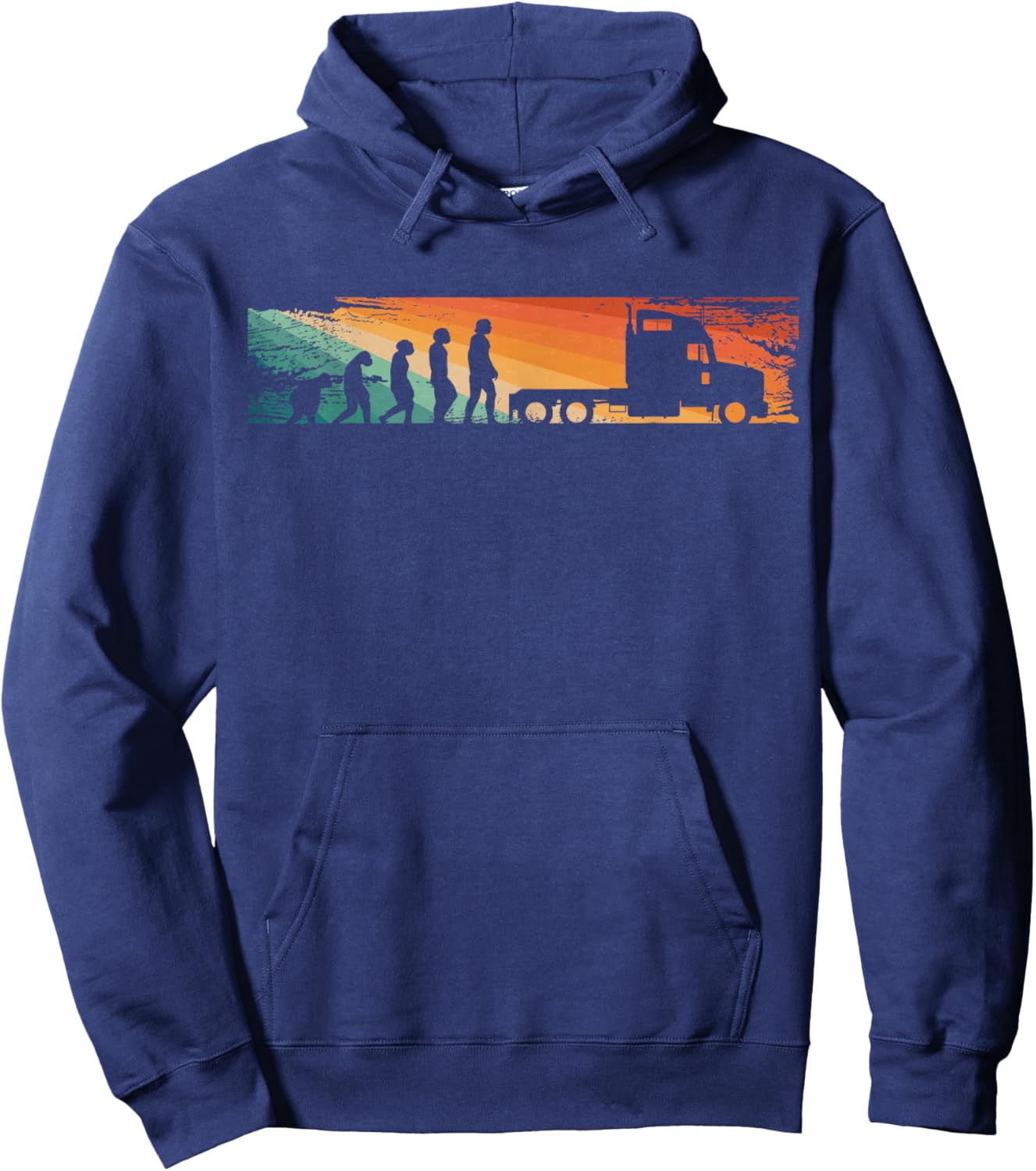 Truck Driver Evolution Truck Driver Essentials Men Trucker Hoodie - Hoodie | Navy