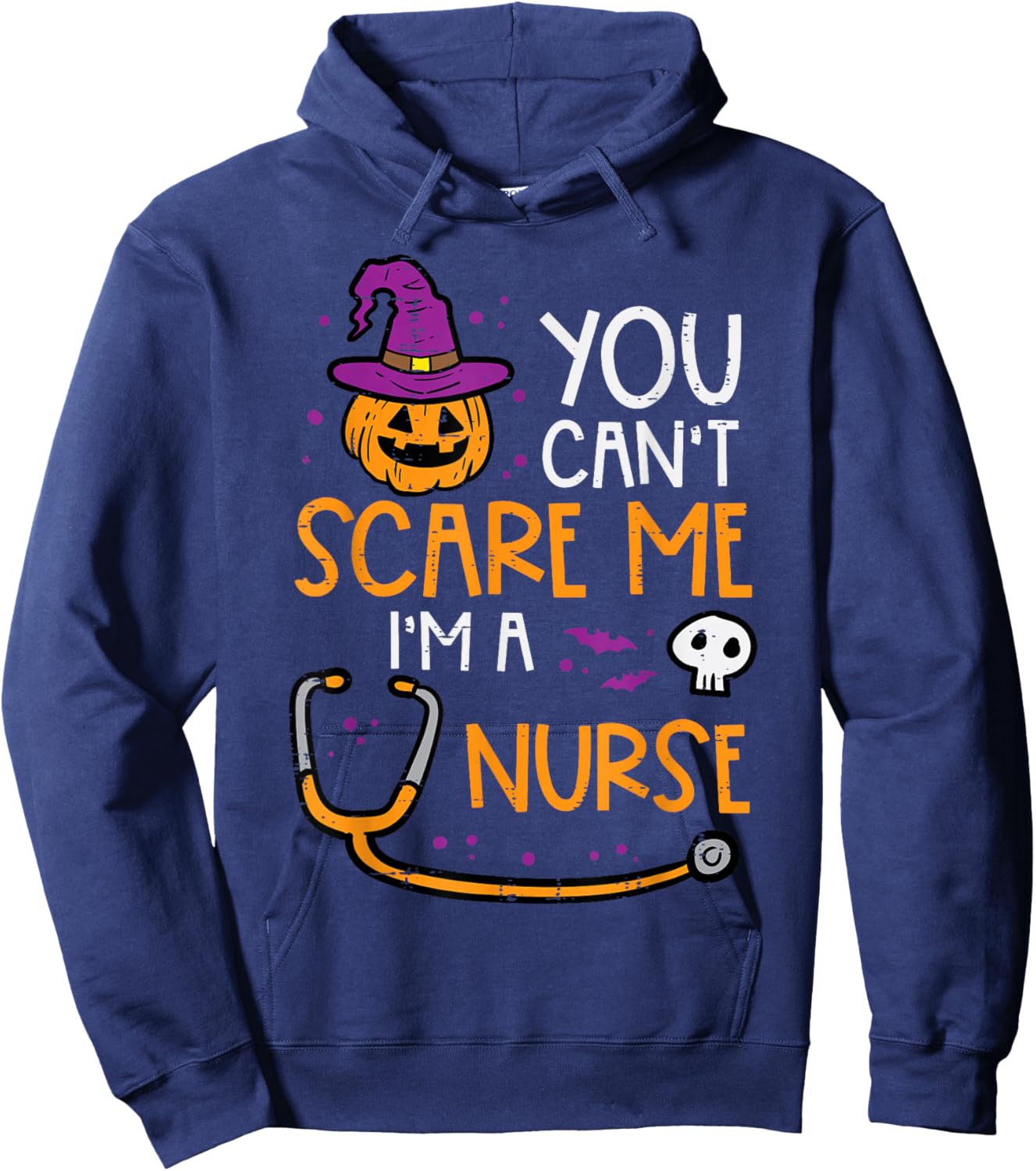 Halloween Cant Scare Me Im Nurse Costume Scrub Top Men Women Hoodie - Hoodie | Navy