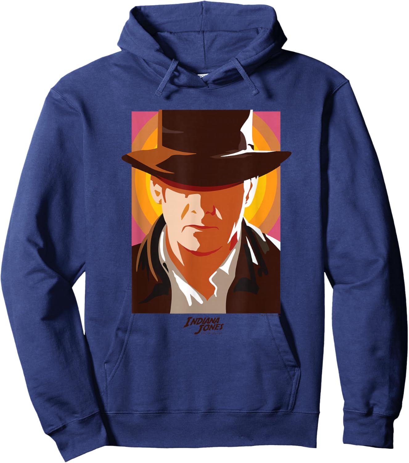 Indiana Jones and The Dial of Destiny Big Face Portrait Hoodie - Hoodie | Navy