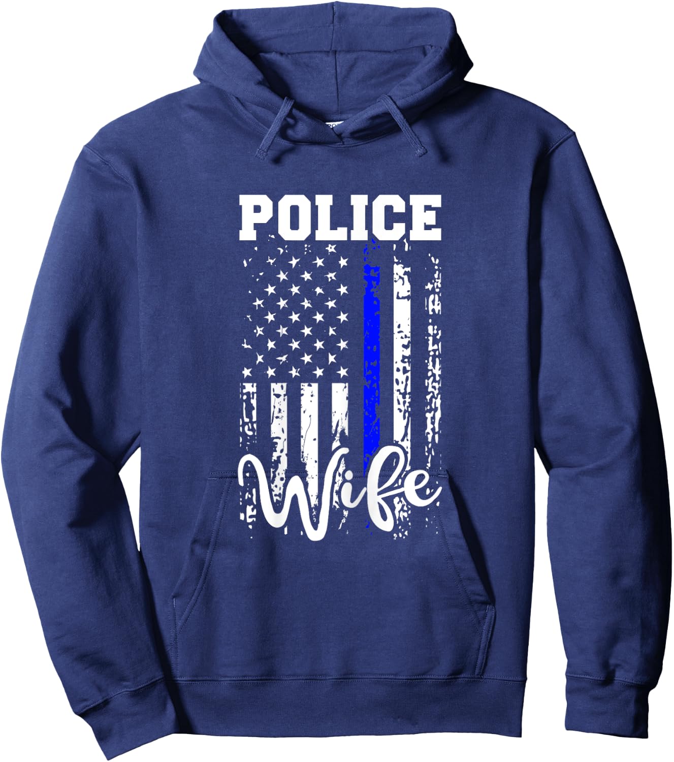 Police Wife Shirt Police Officer Wife Gift American Flag Hoodie - Hoodie | Navy