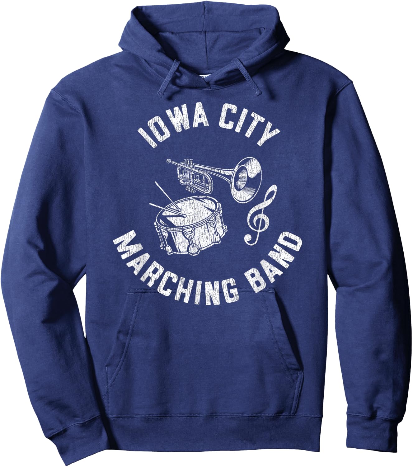 Iowa City Marching Band Vintage Classic Music Distressed Hoodie - Hoodie | Navy