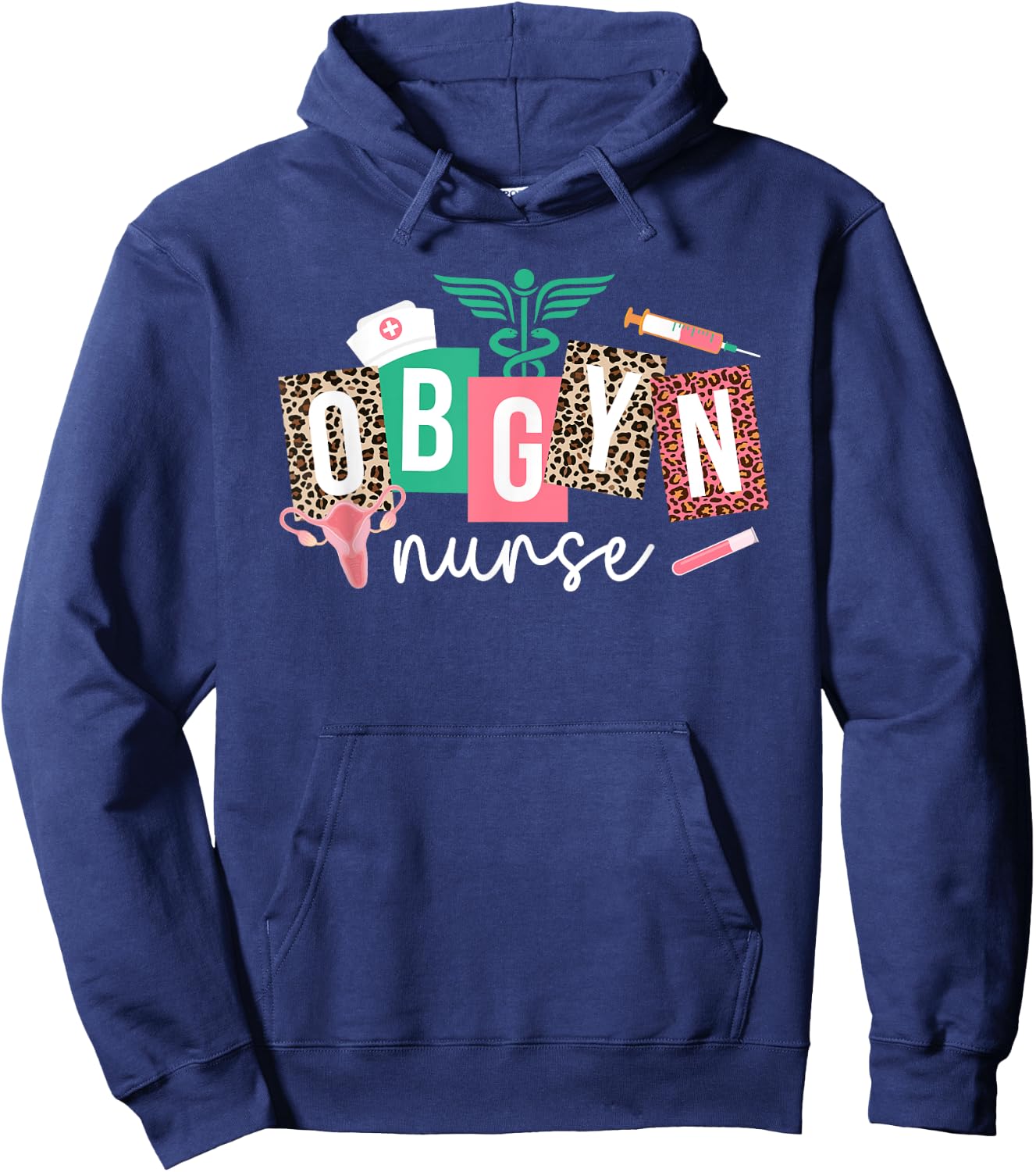 OBGYN Nurse Leopard OB-GYN Nurse OBGYN Nursing OB/GYN Nurse Hoodie - Hoodie | Navy