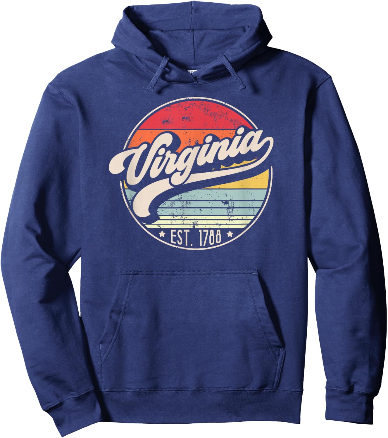 Retro Virginia Home State VA Cool 70s Style Sunset Hoodie - Hoodie | Navy