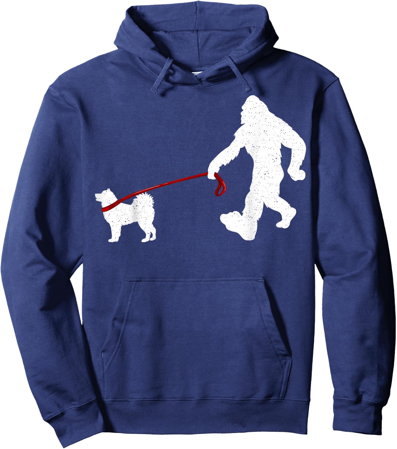 Funny Bigfoot Walking with Alaskan Malamute Dog Lover Hoodie - Hoodie | Navy